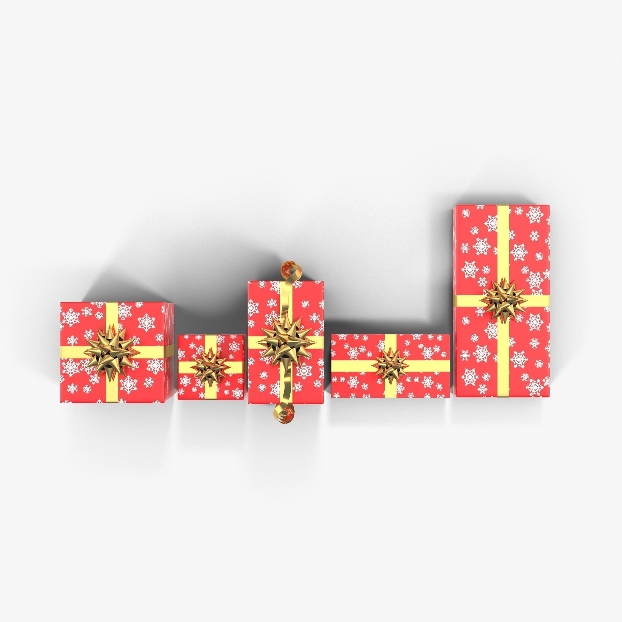 Gift Boxes Red Low-poly 3D model_1