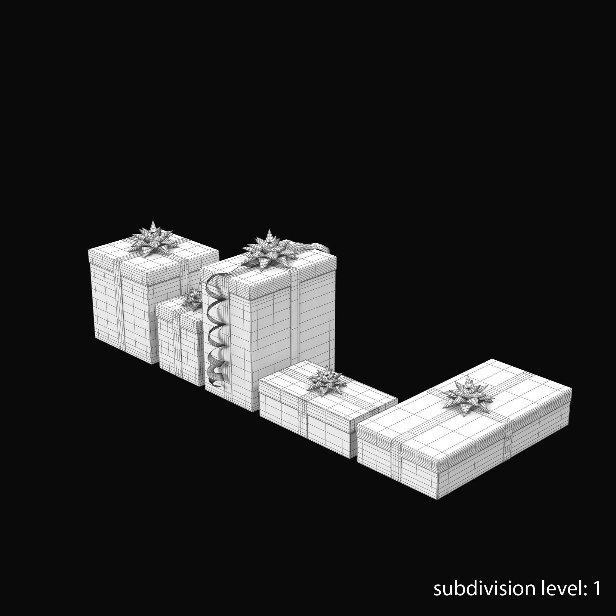 Gift Boxes Red Low-poly 3D model_11