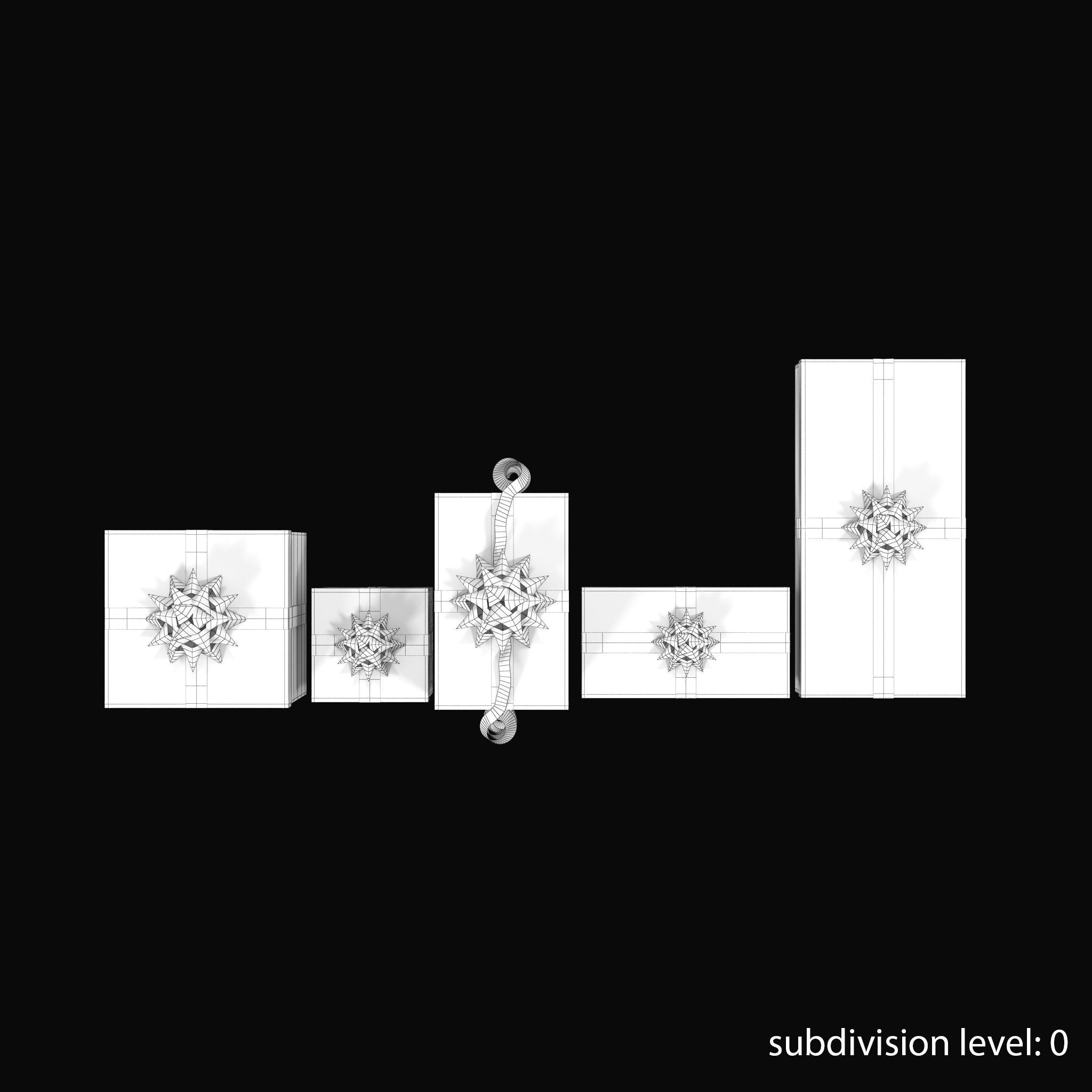 Gift Boxes Red Low-poly 3D model_8