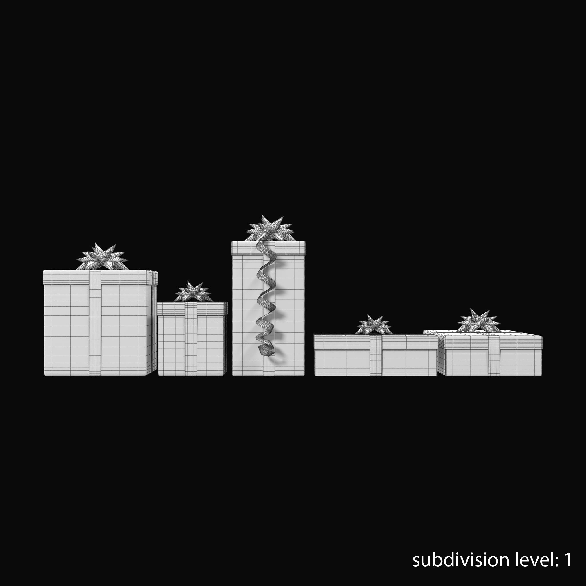 Gift Boxes Red Low-poly 3D model_15