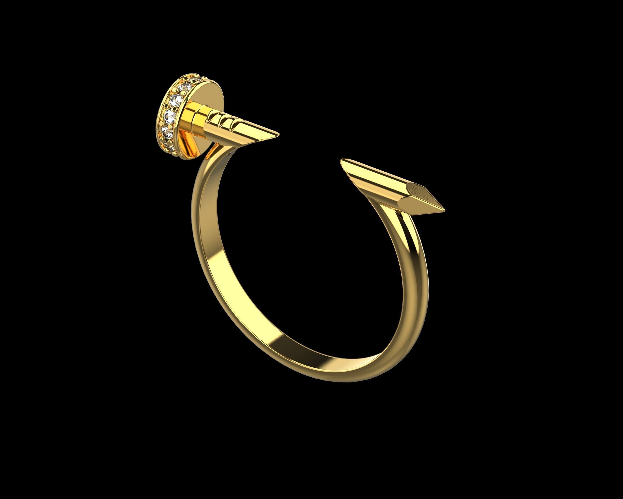 Nail Ring In The Finger with gems 21 Size N107 3D print model_15
