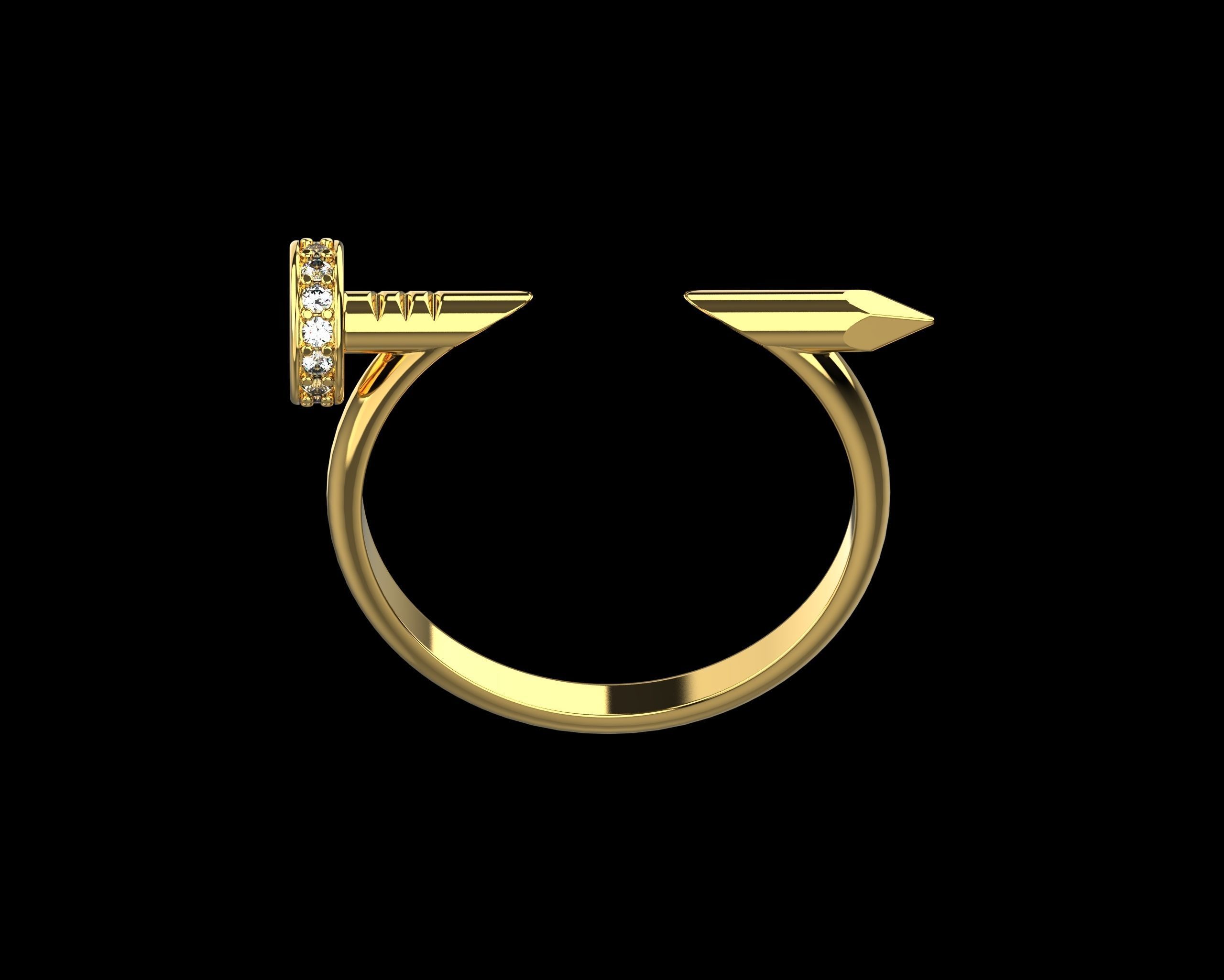 Nail Ring In The Finger with gems 21 Size N107 3D print model_14