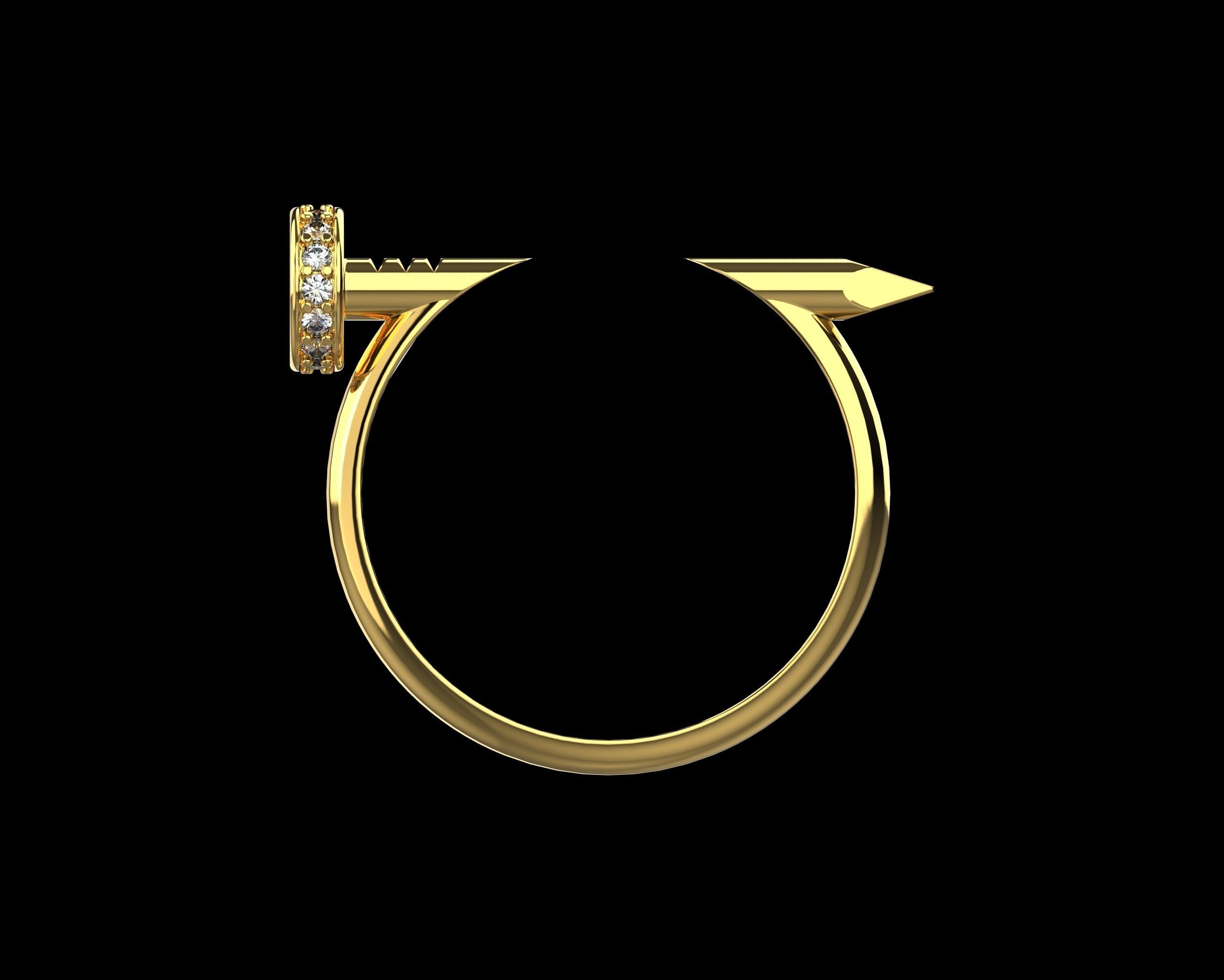 Nail Ring In The Finger with gems 21 Size N107 3D print model_4