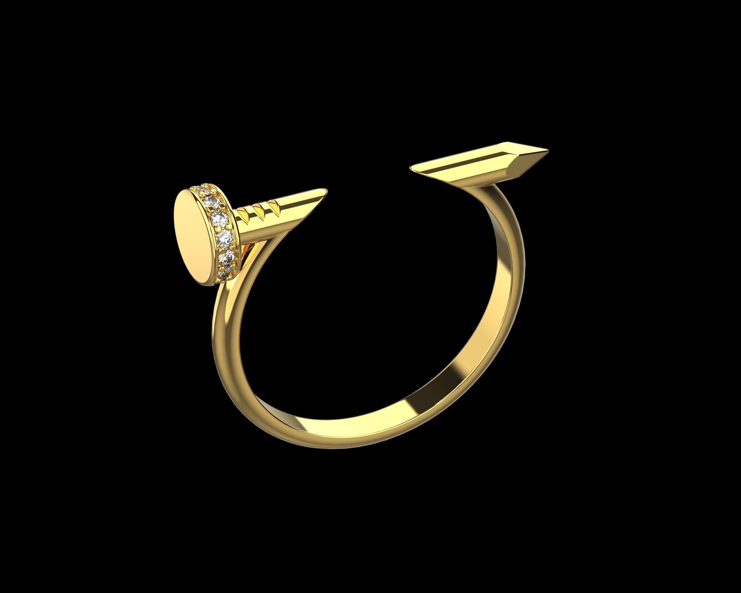 Nail Ring In The Finger with gems 21 Size N107 3D print model_3