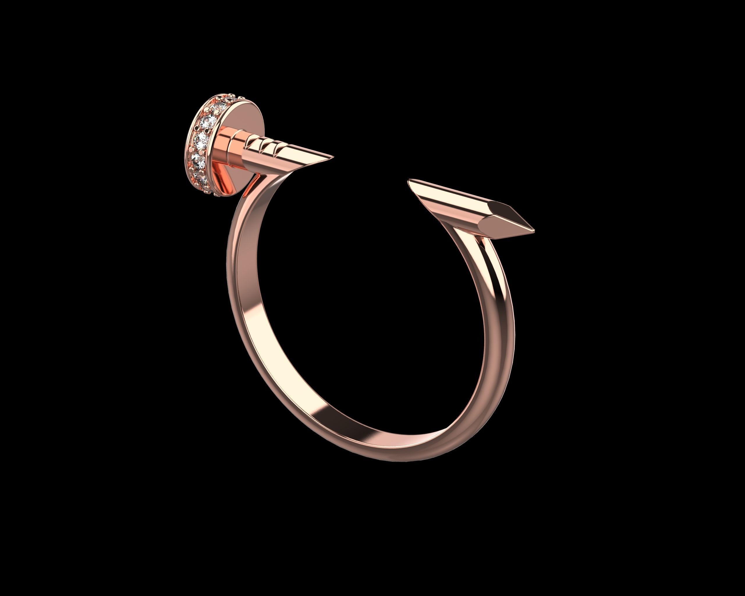 Nail Ring In The Finger with gems 21 Size N107 3D print model_2