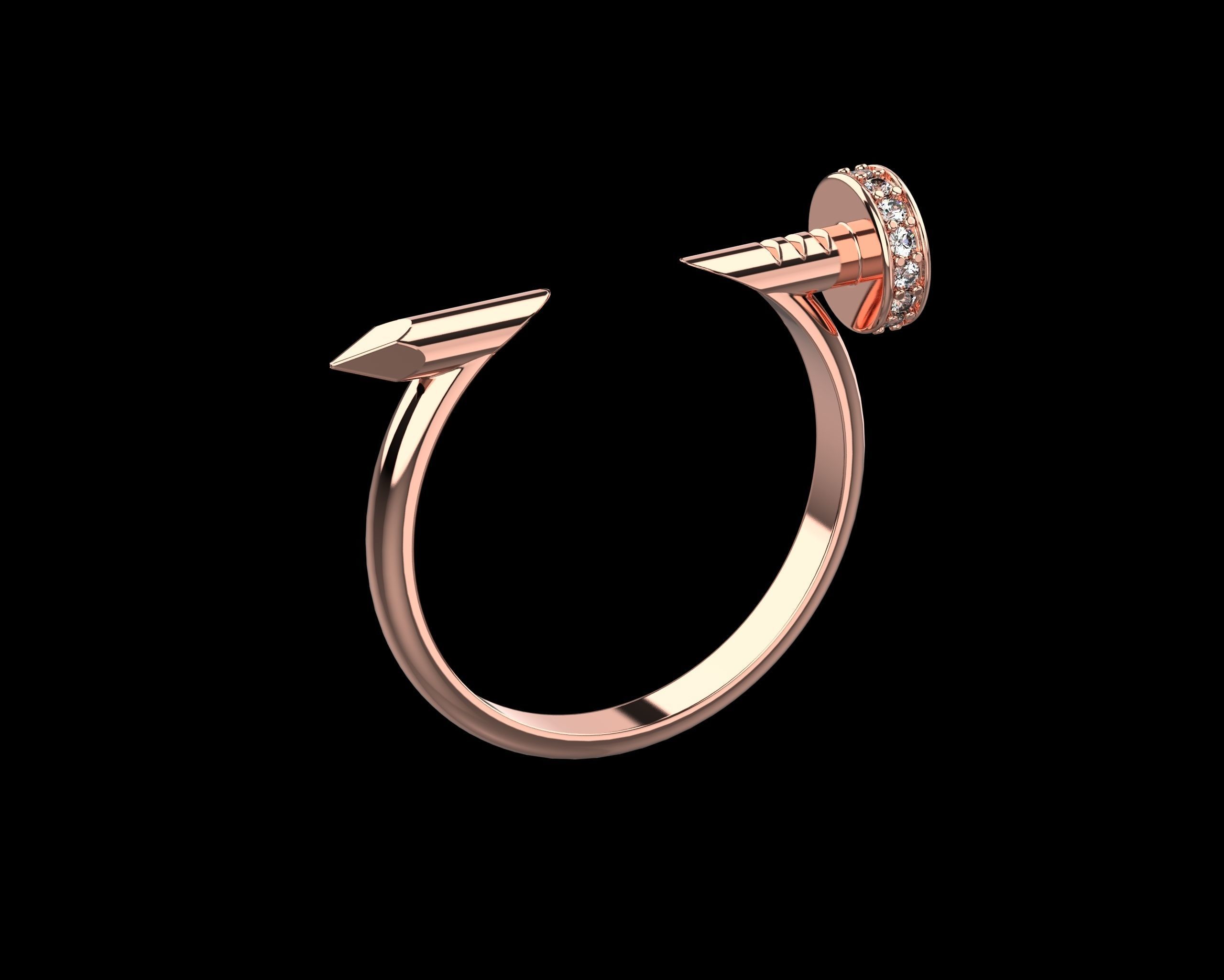 Nail Ring In The Finger with gems 21 Size N107 3D print model_1