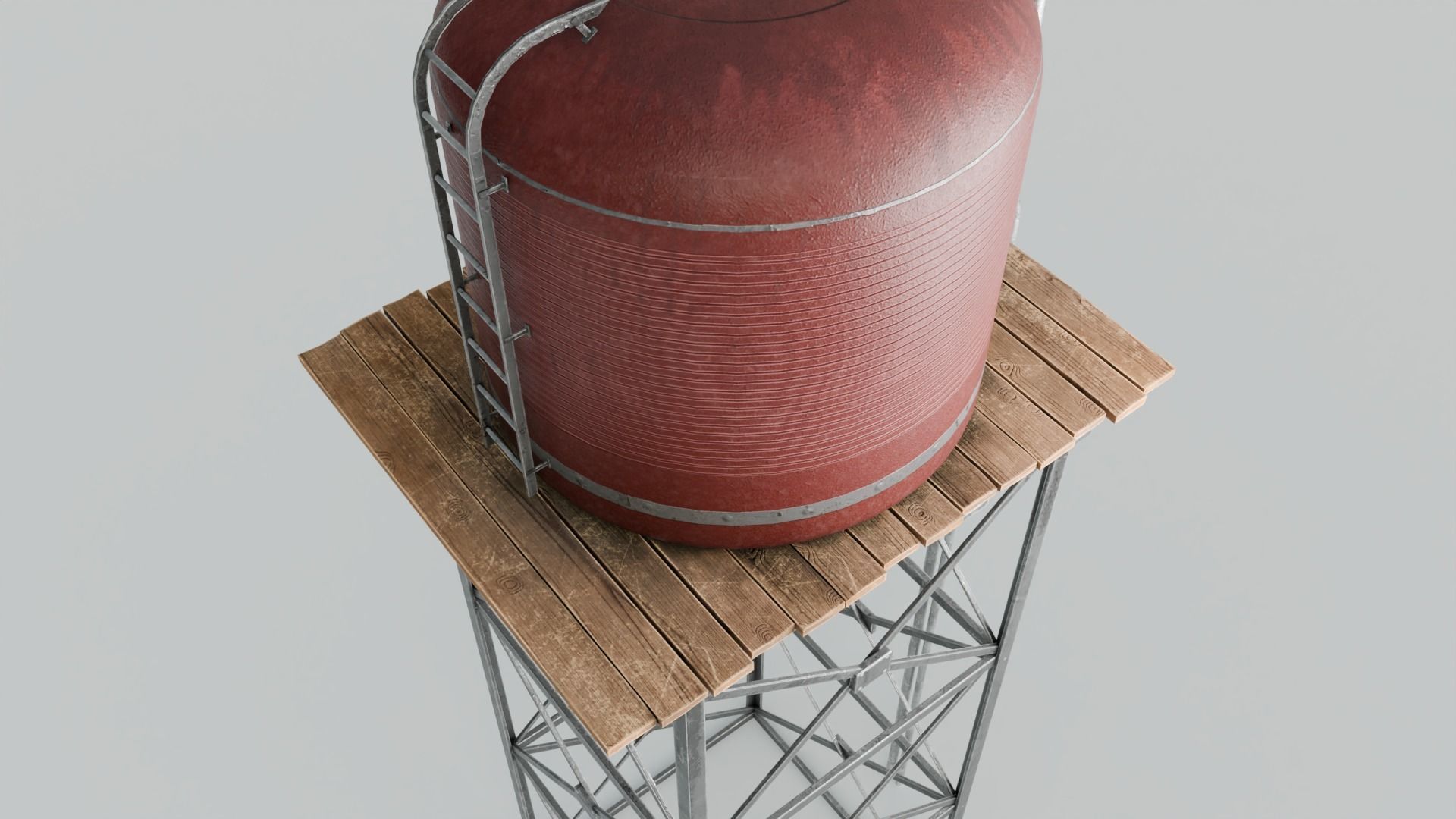 Tall Water Tower with 4K Textures Low-poly 3D model_14