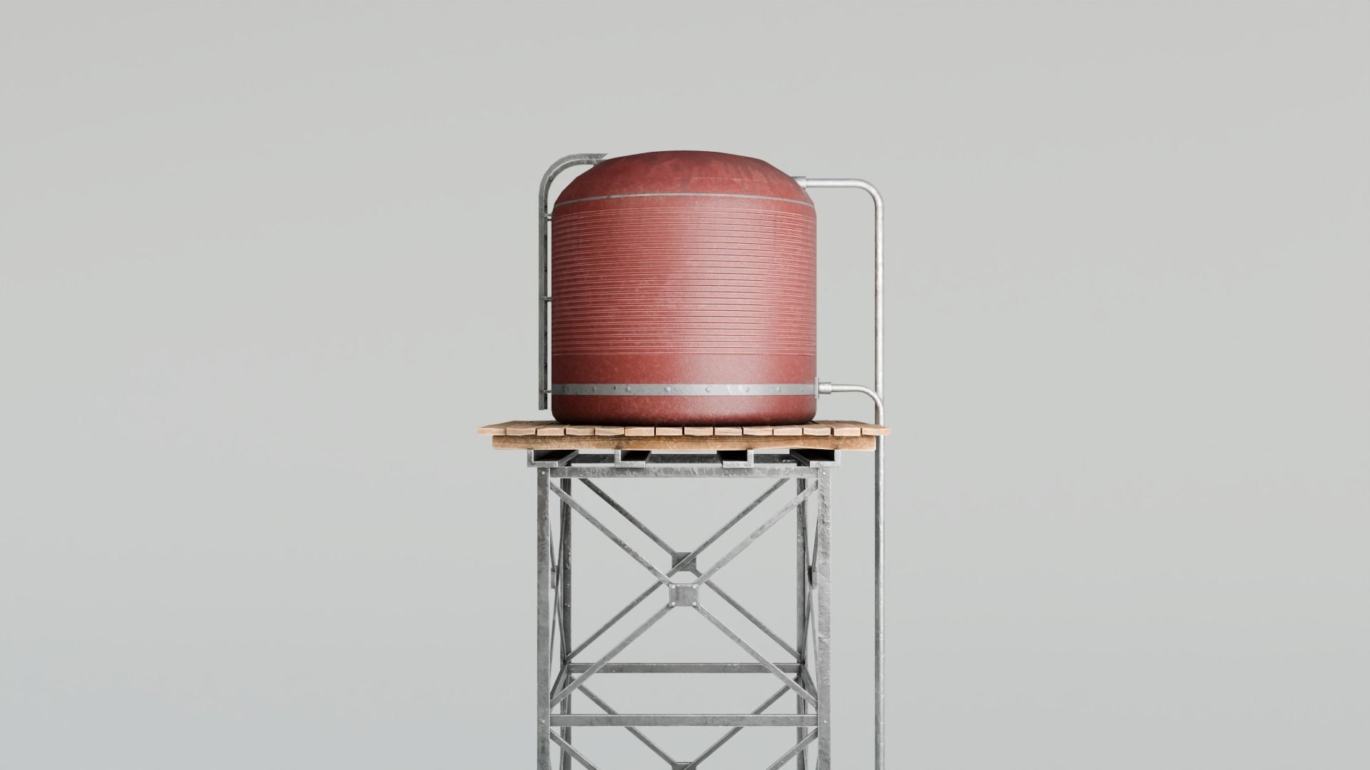 Tall Water Tower with 4K Textures Low-poly 3D model_15