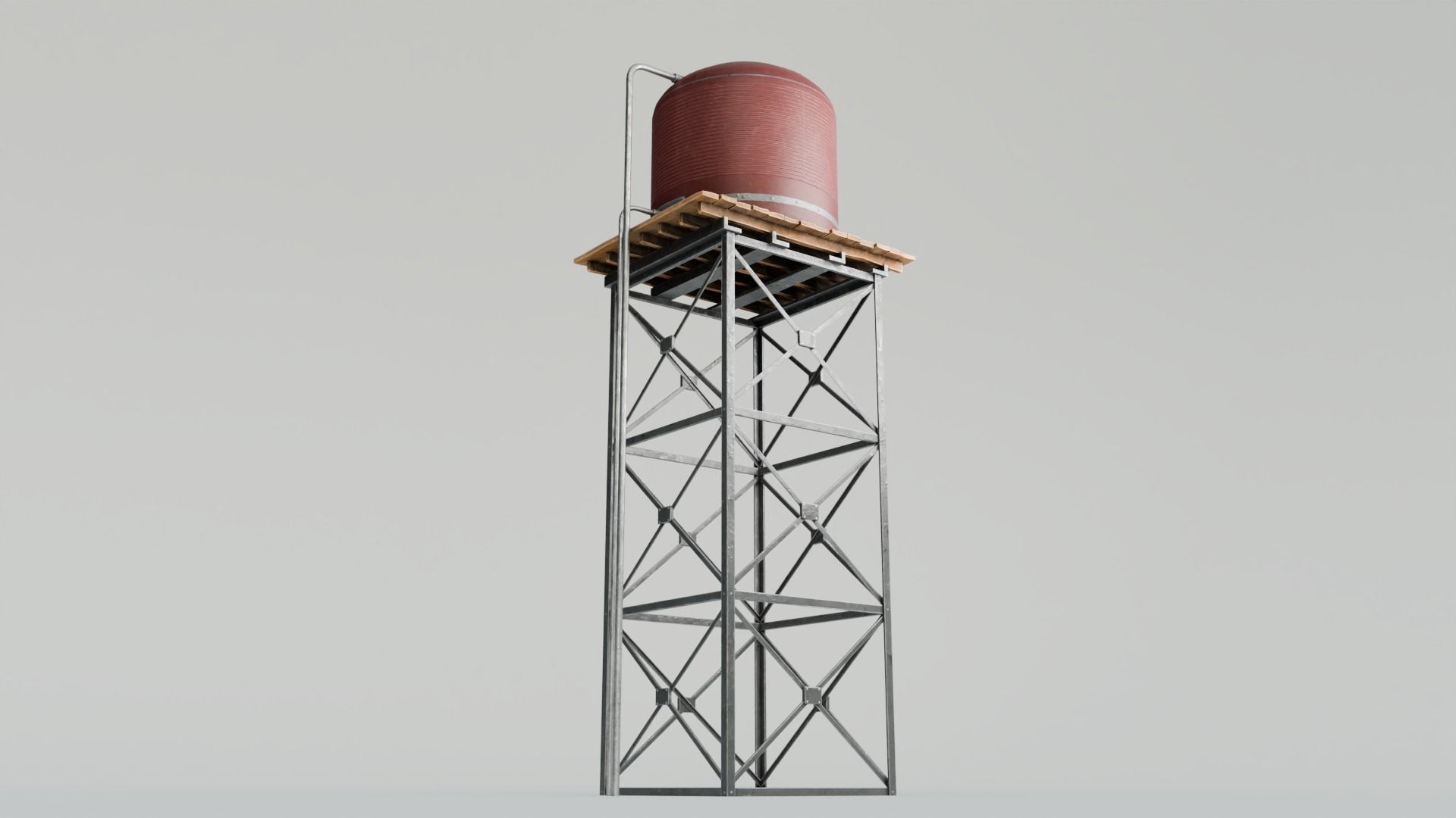 Tall Water Tower with 4K Textures Low-poly 3D model_7