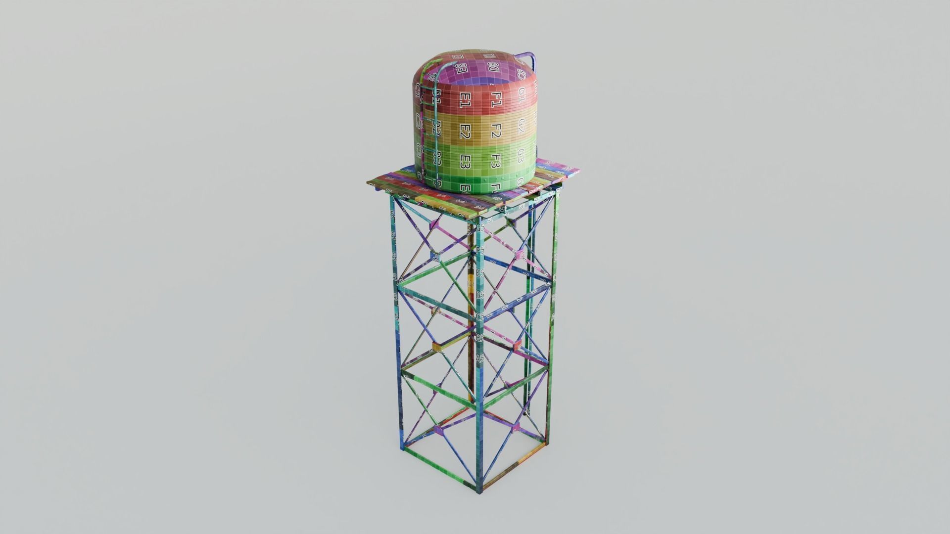 Tall Water Tower with 4K Textures Low-poly 3D model_1