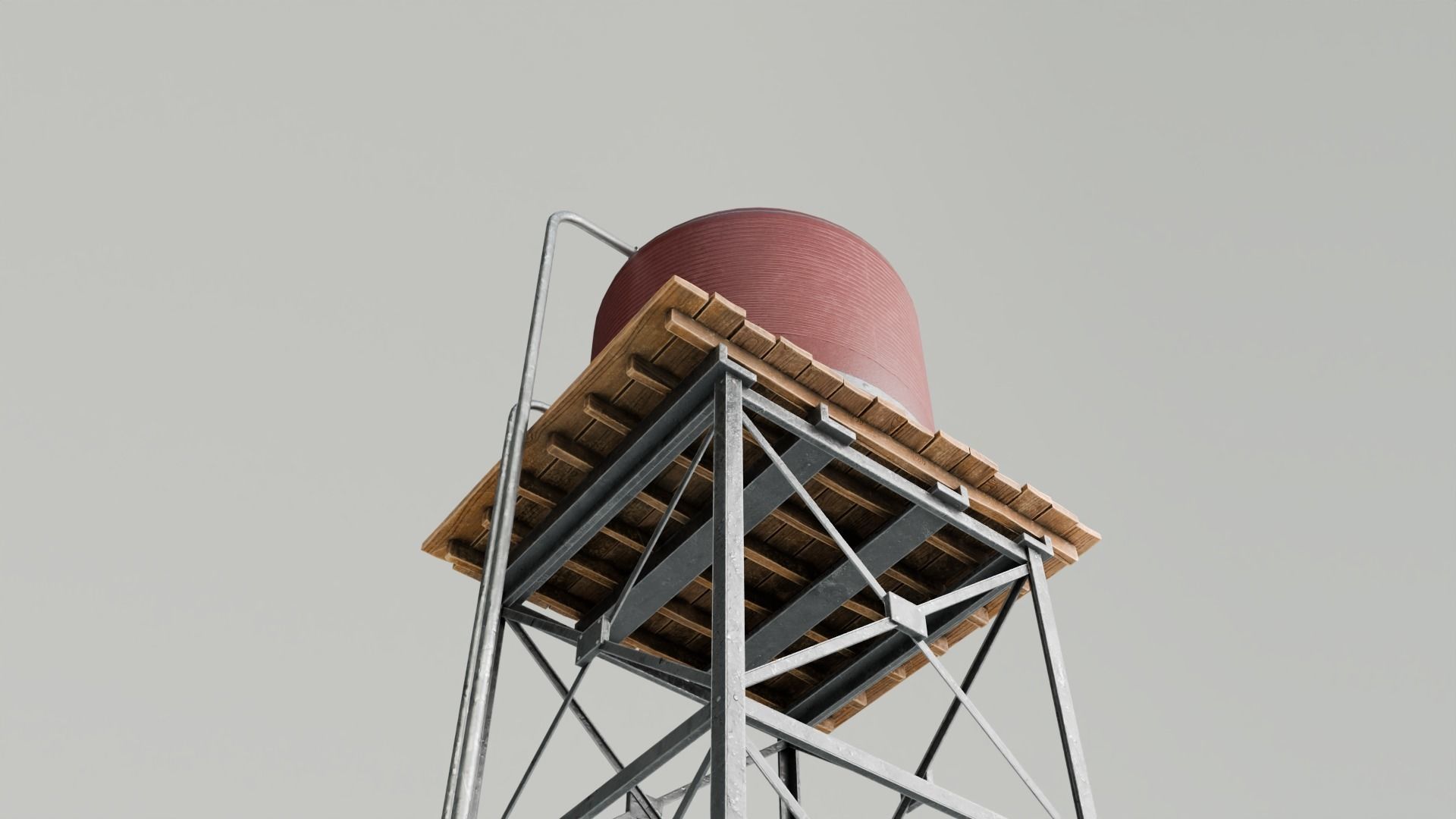 Tall Water Tower with 4K Textures Low-poly 3D model_11