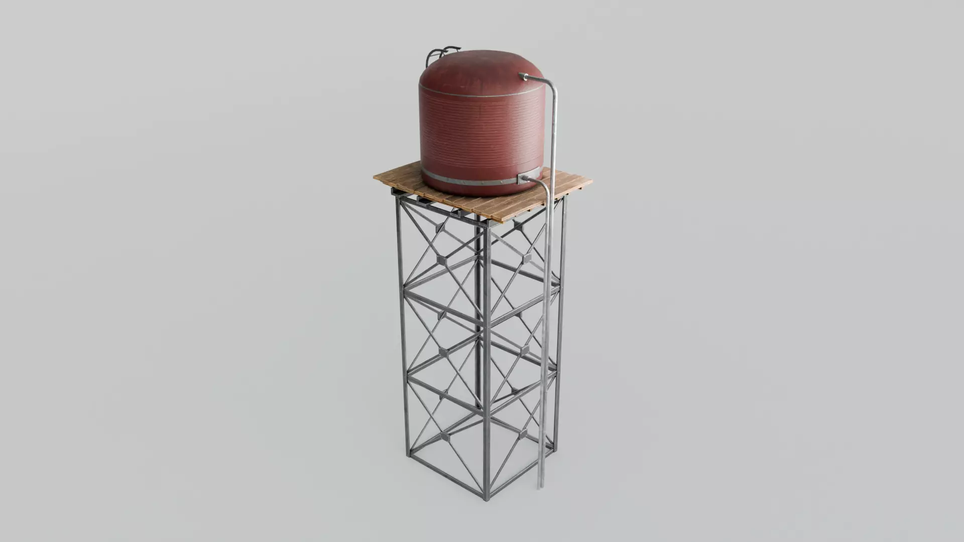 Tall Water Tower with 4K Textures Low-poly 3D model_0