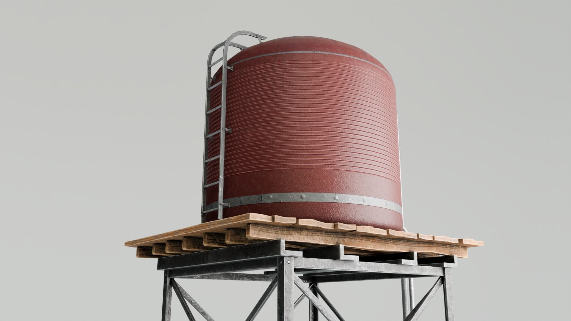 Tall Water Tower with 4K Textures Low-poly 3D model_9