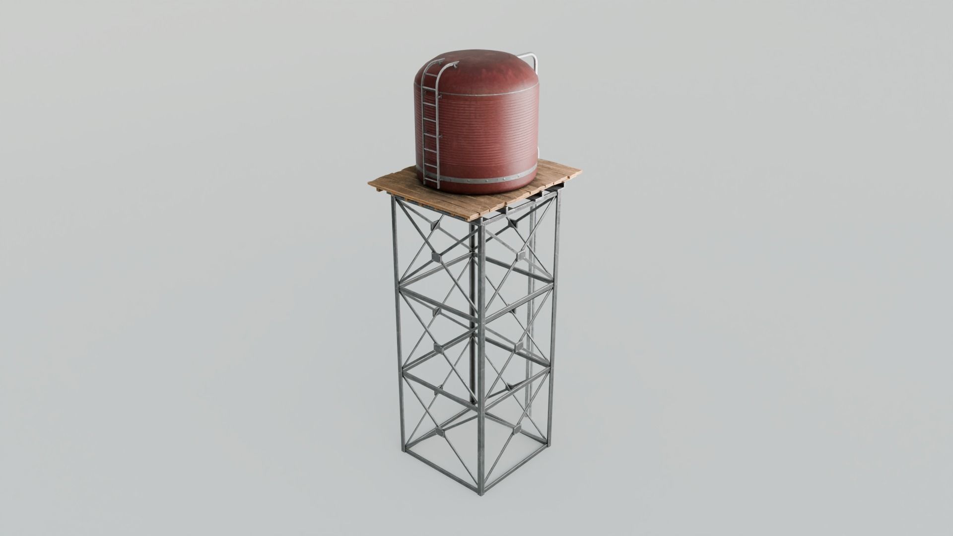 Tall Water Tower with 4K Textures Low-poly 3D model_4