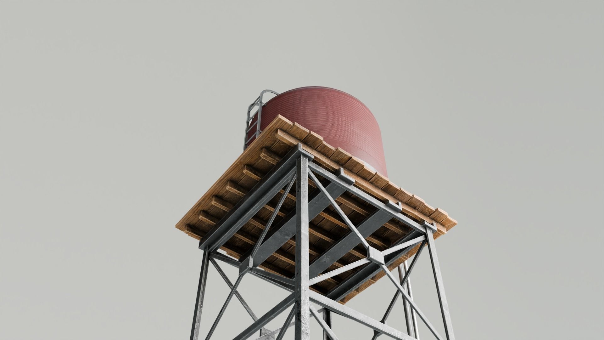 Tall Water Tower with 4K Textures Low-poly 3D model_12