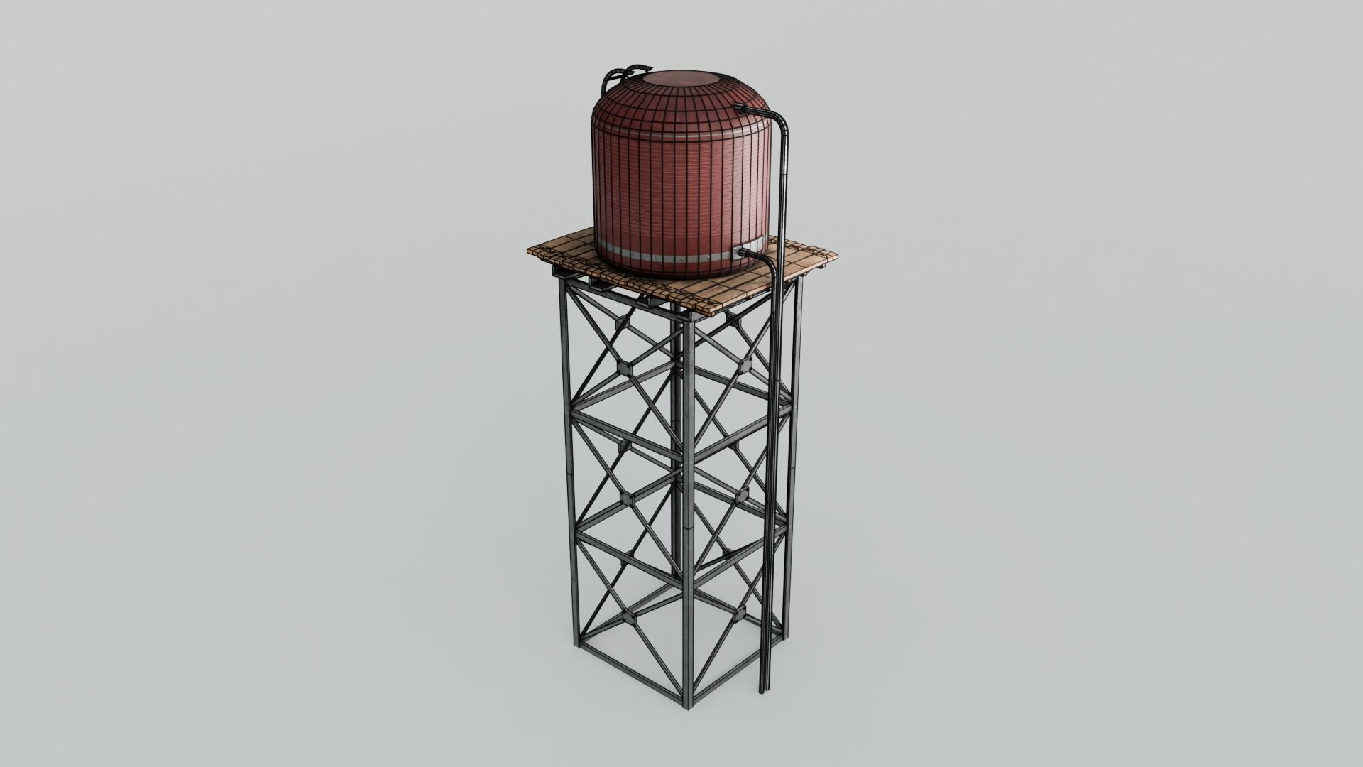 Tall Water Tower with 4K Textures Low-poly 3D model_2