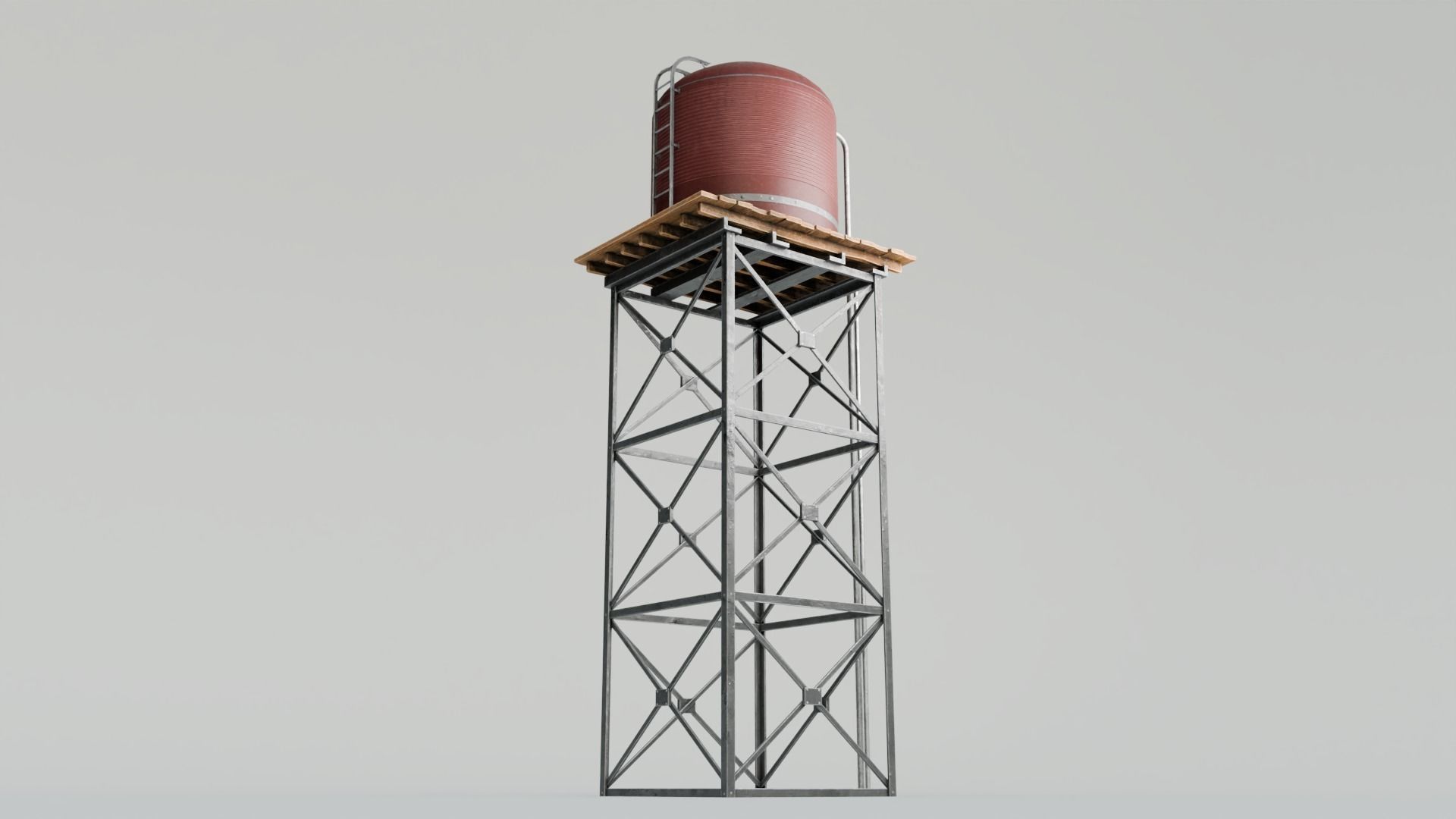 Tall Water Tower with 4K Textures Low-poly 3D model_8