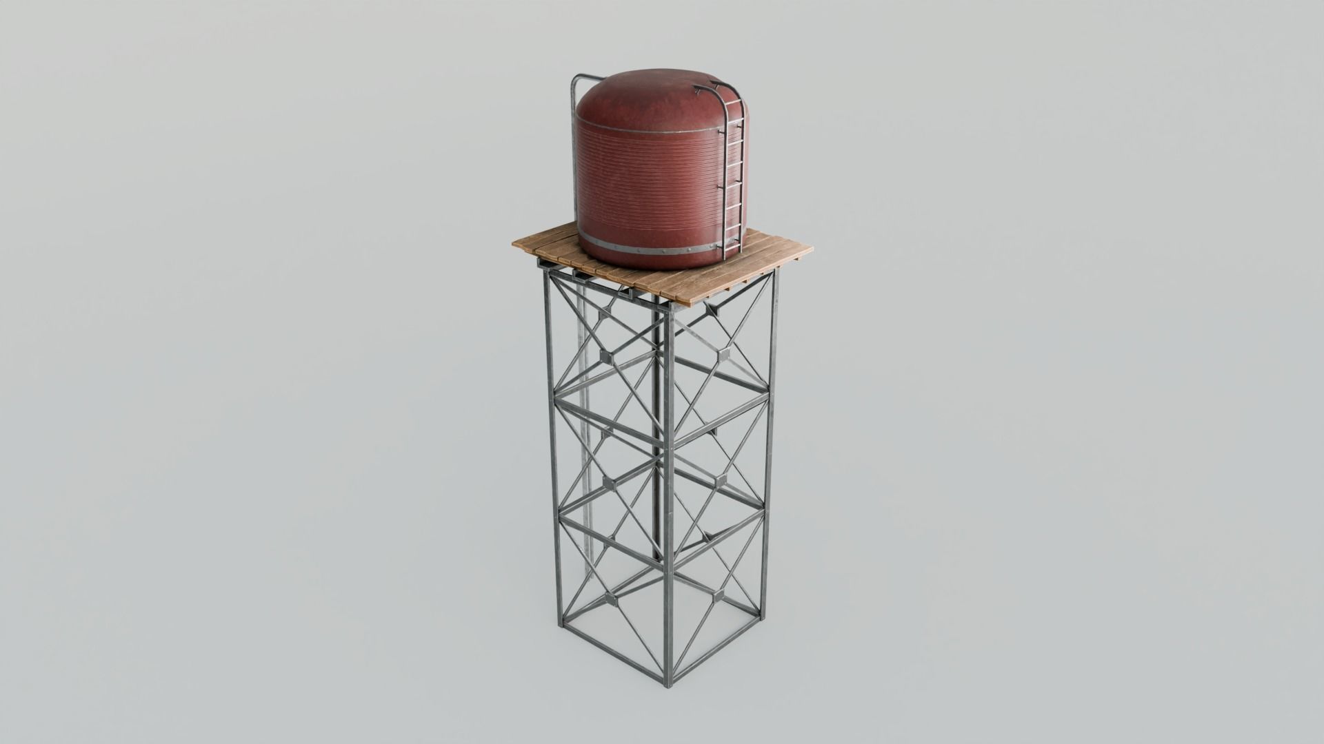 Tall Water Tower with 4K Textures Low-poly 3D model_5