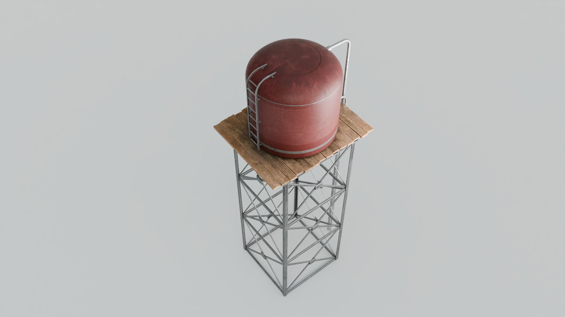 Tall Water Tower with 4K Textures Low-poly 3D model_13