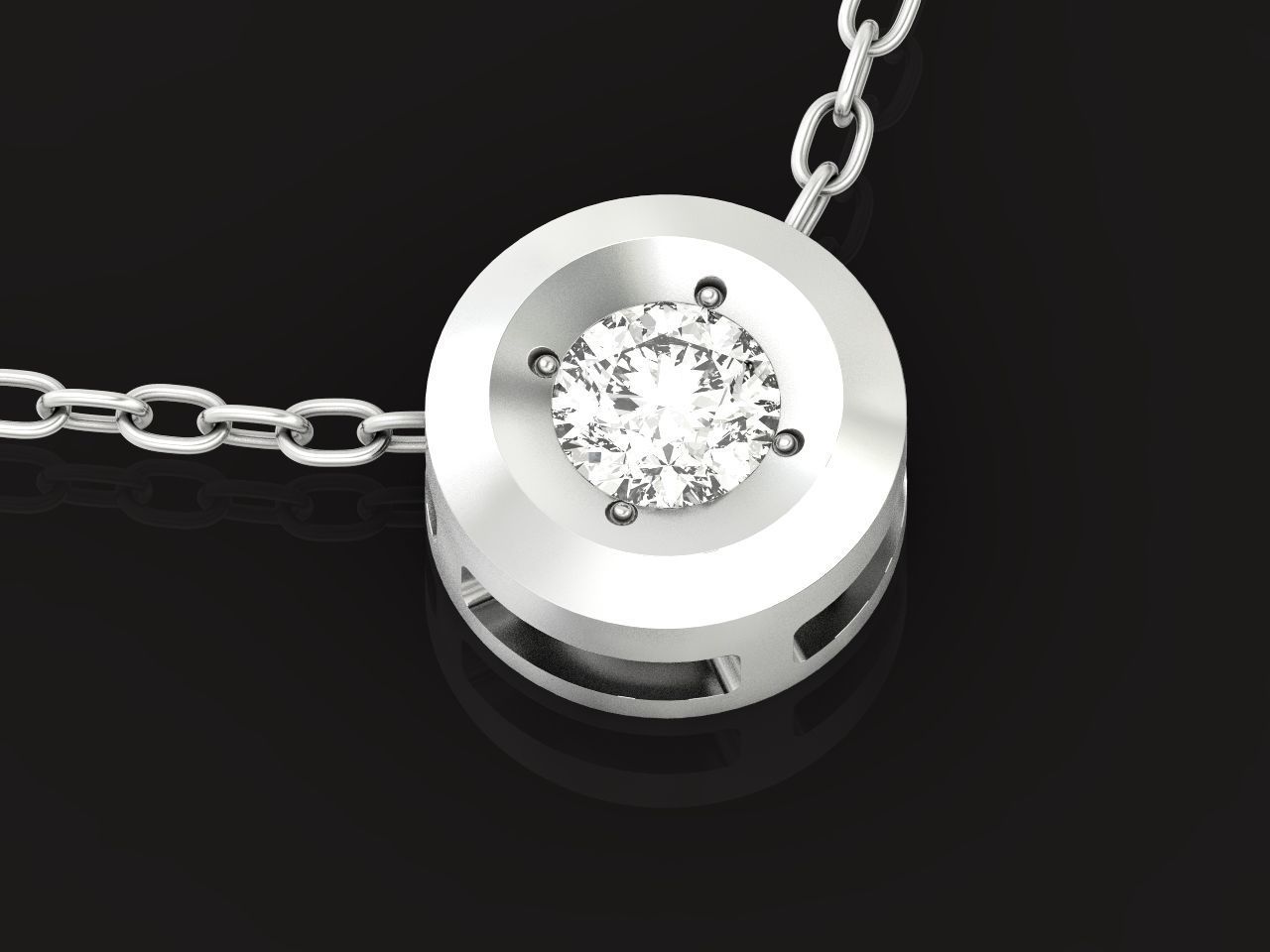  round bezel set pendant 1183 3D print model_18