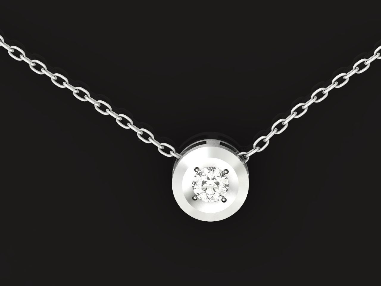  round bezel set pendant 1183 3D print model_1