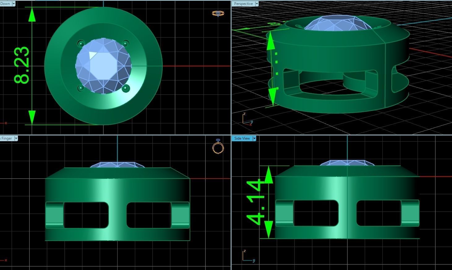  round bezel set pendant 1183 3D print model_3