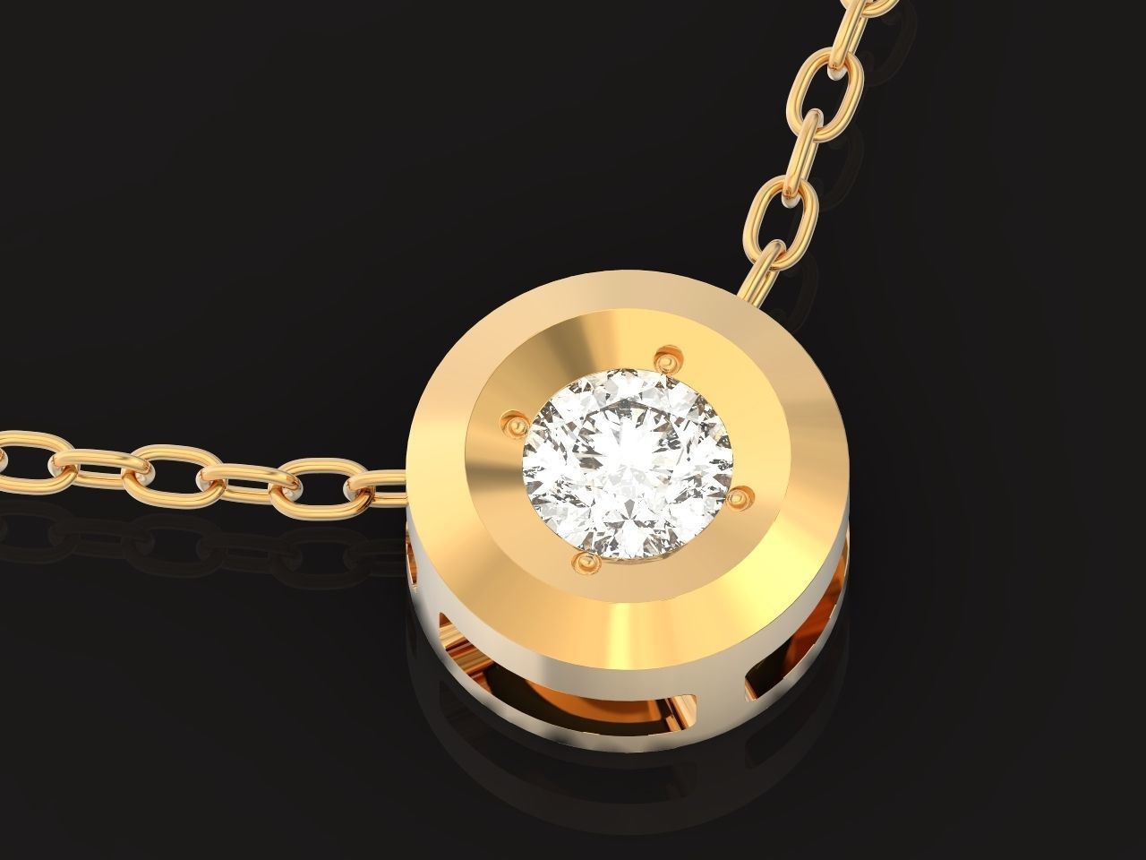  round bezel set pendant 1183 3D print model_2