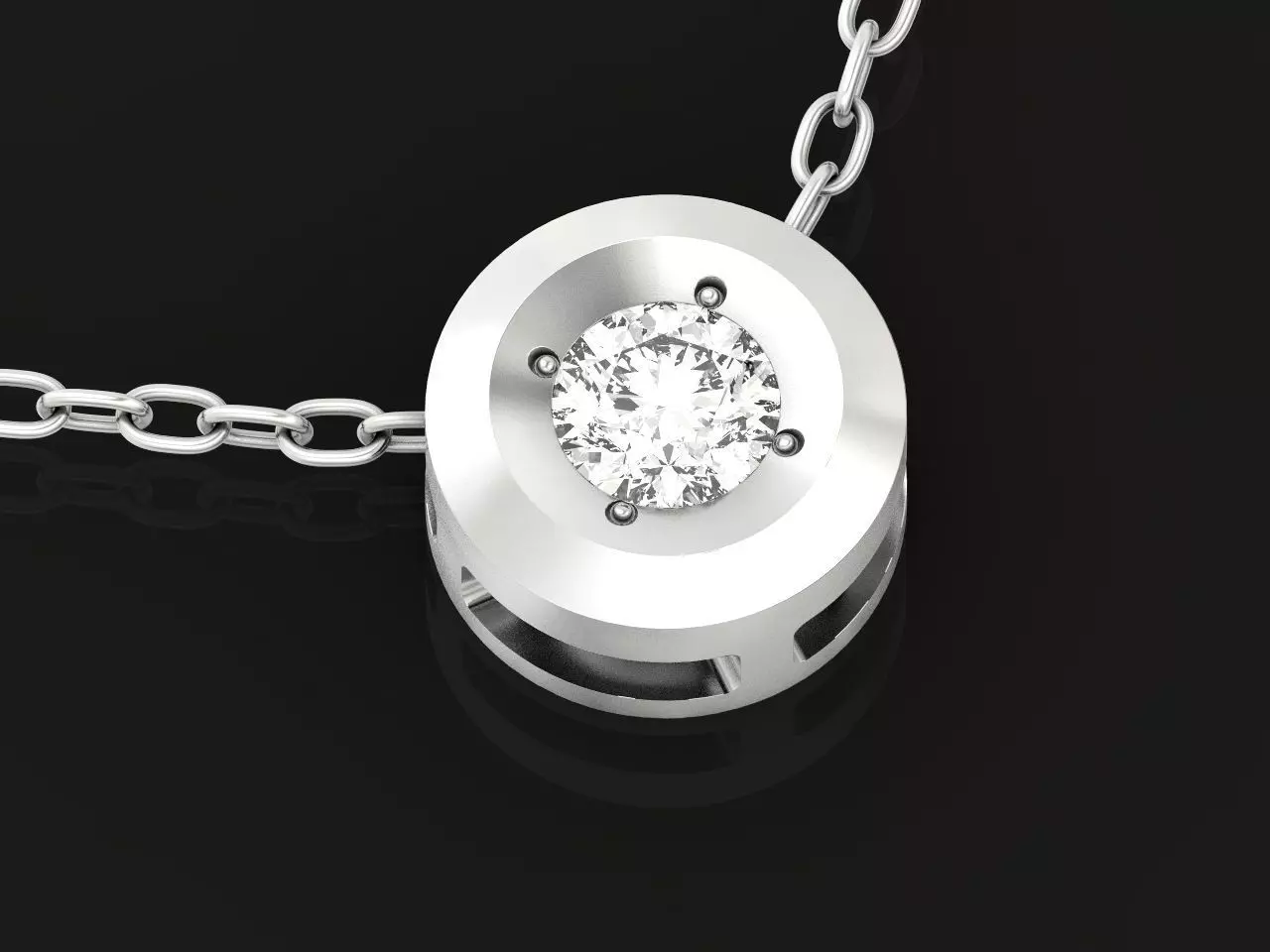  round bezel set pendant 1183 3D print model_0