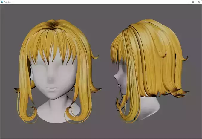 Anime hair style 53 low poly for woman and girl 