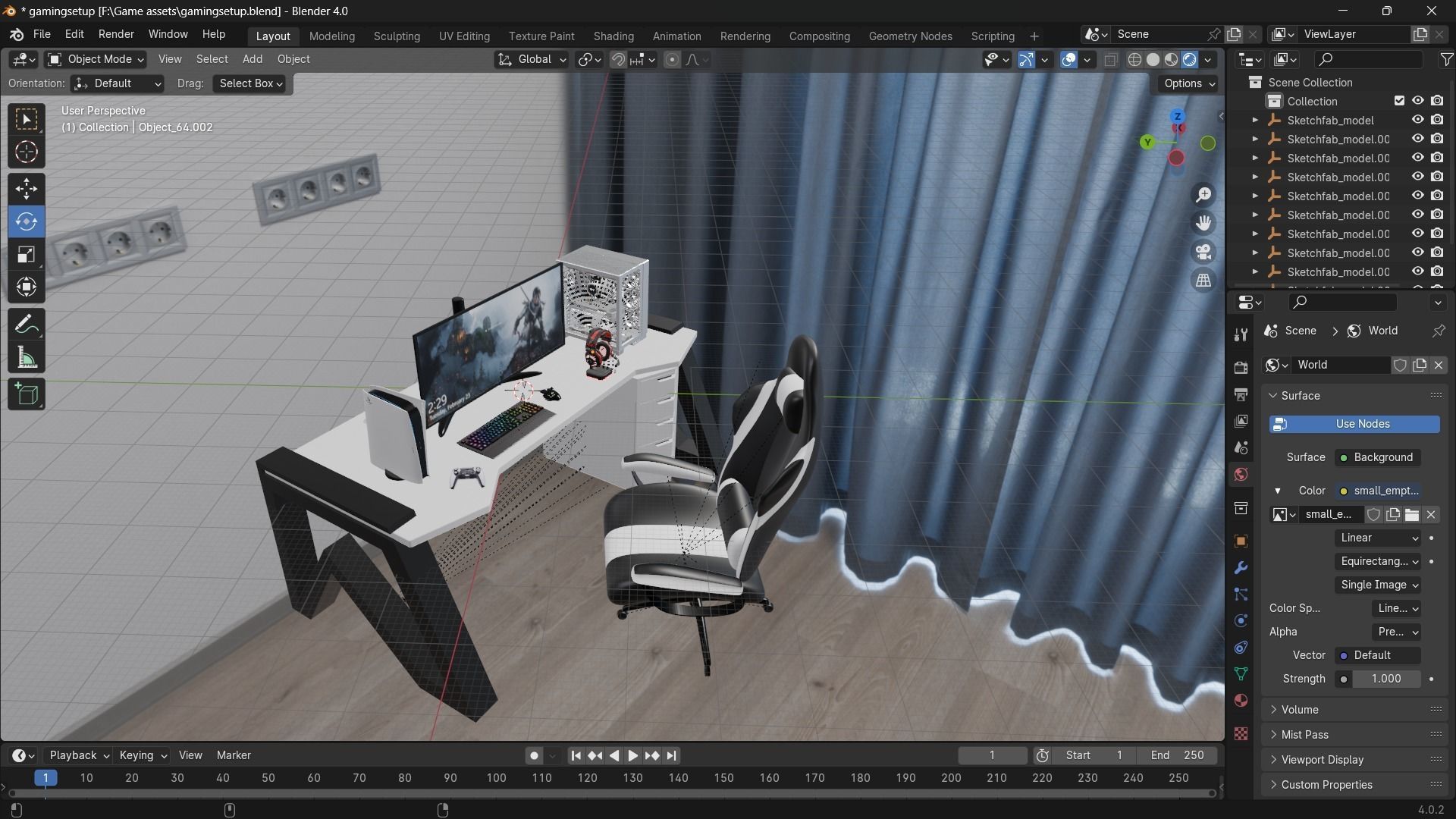 The complete gaming setup 3D model_5