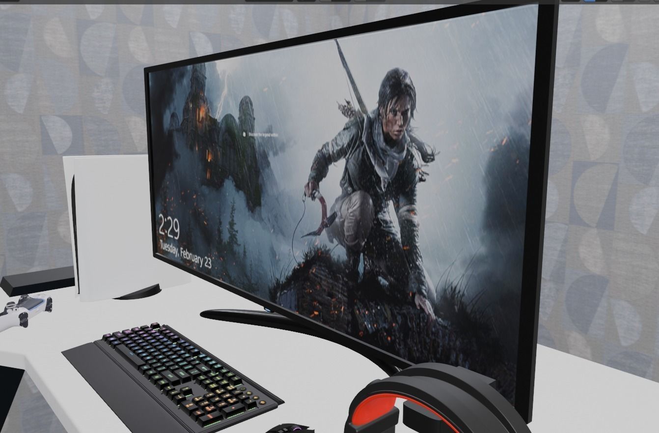 The complete gaming setup 3D model_3