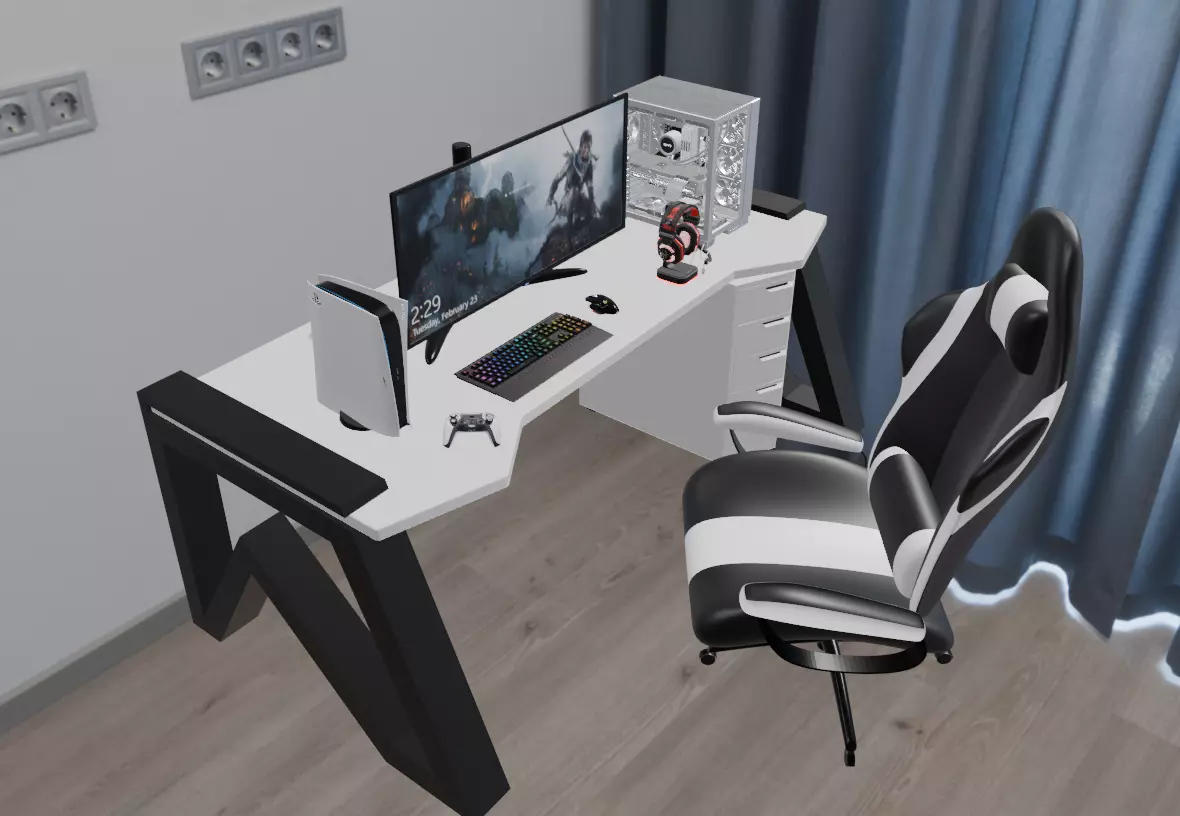 The complete gaming setup 3D model_0