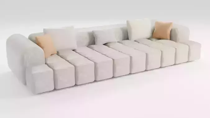 Suede sofa in a modern style in light colors
