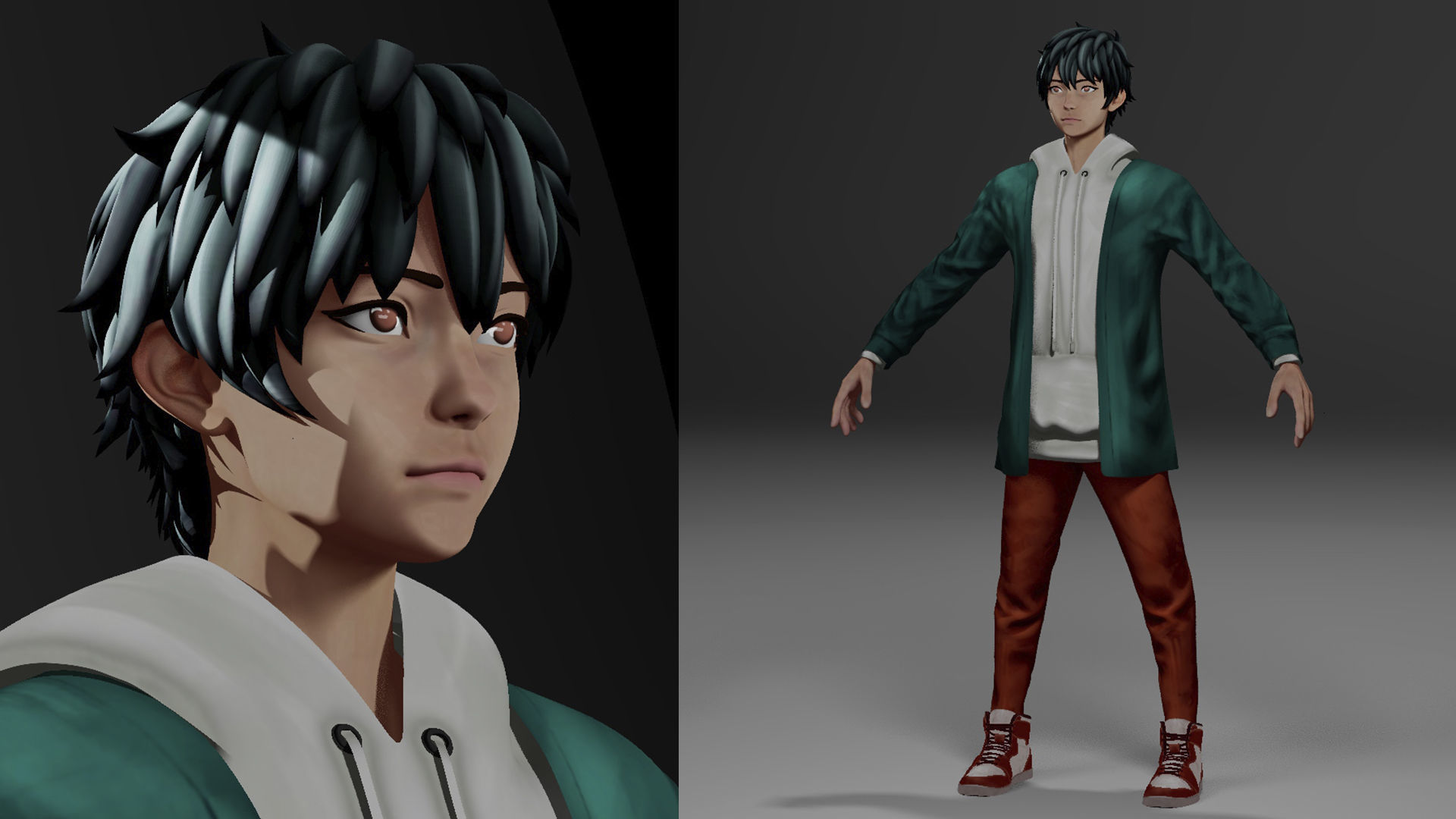 Civilian Anime 3d character with RIG 3D model_3