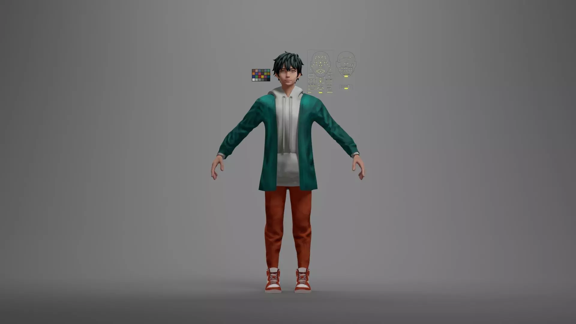 Civilian Anime 3d character with RIG 3D model_0