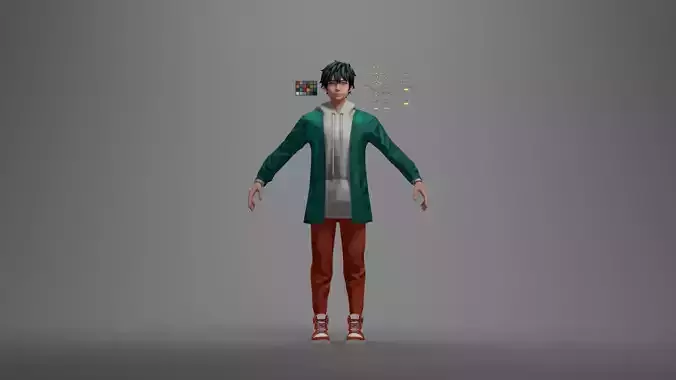Civilian Anime 3d character with RIG