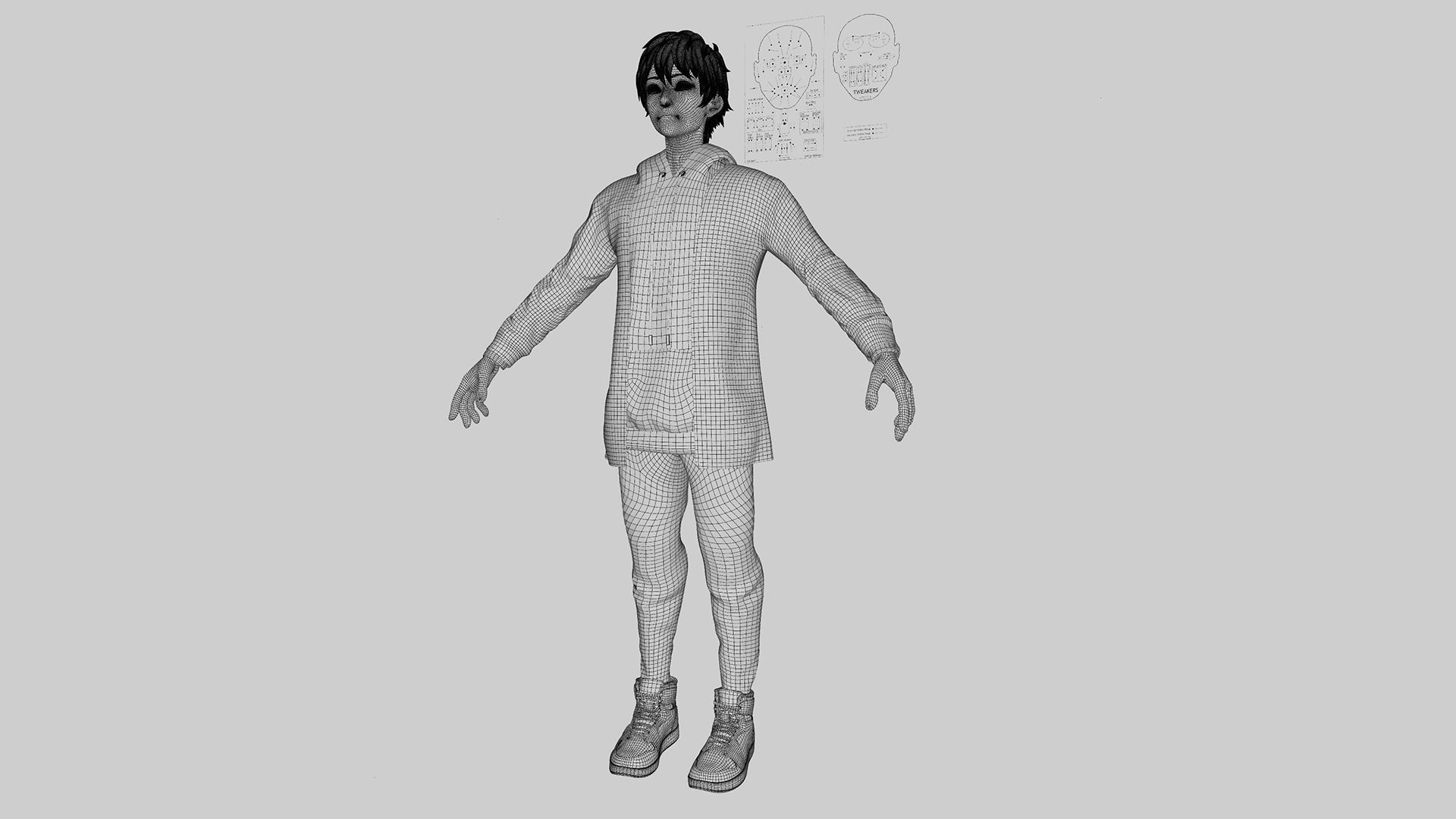 Civilian Anime 3d character with RIG 3D model_9