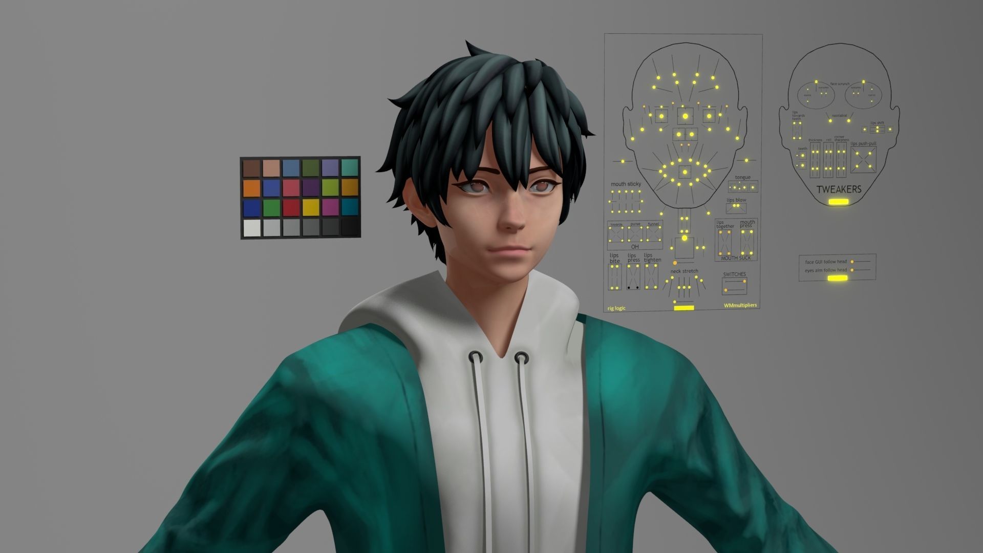 Civilian Anime 3d character with RIG 3D model_2