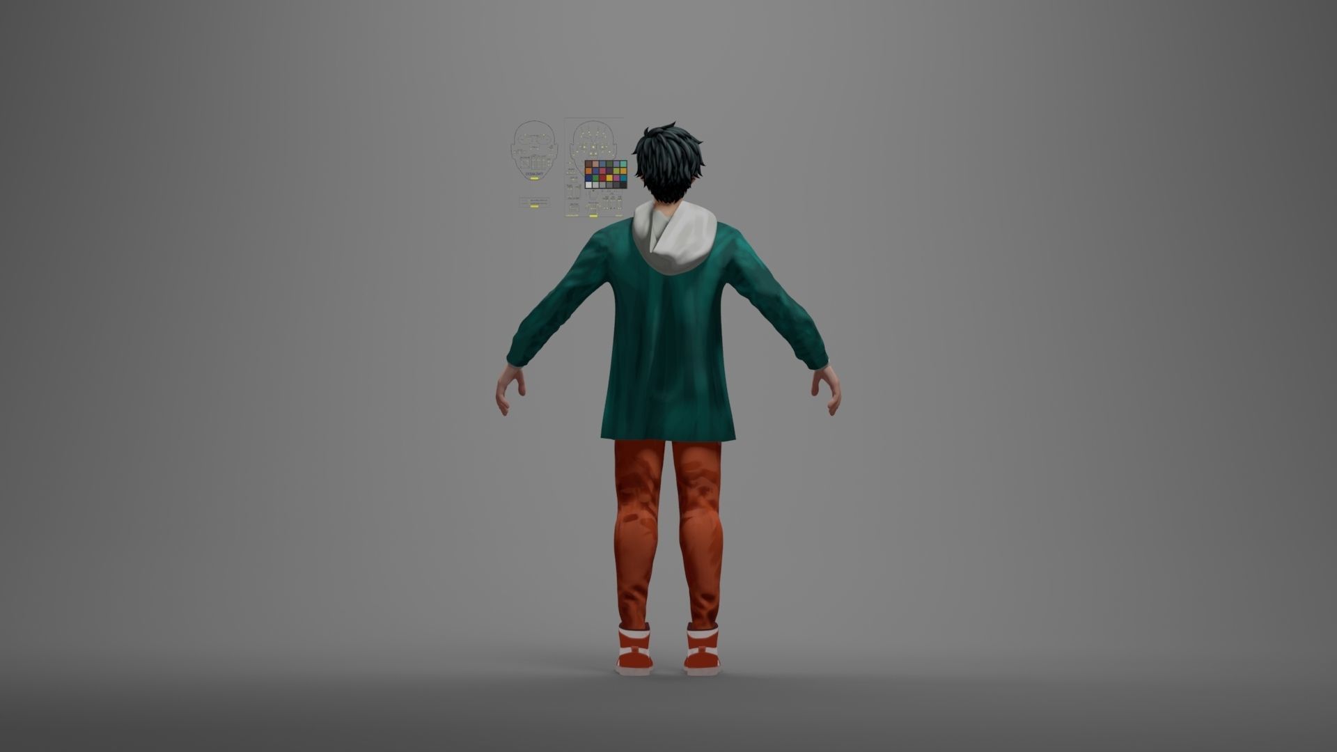 Civilian Anime 3d character with RIG 3D model_4