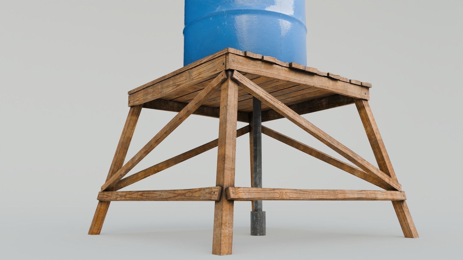 Short Water Tower with 4K textures Low-poly 3D model_8