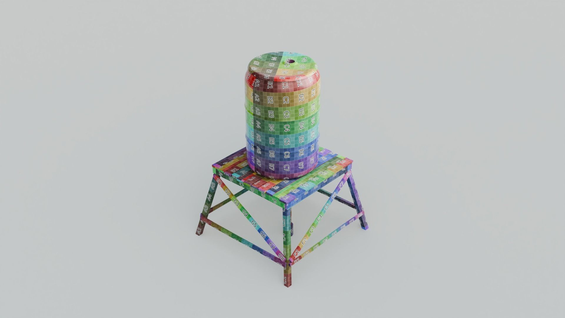 Short Water Tower with 4K textures Low-poly 3D model_1