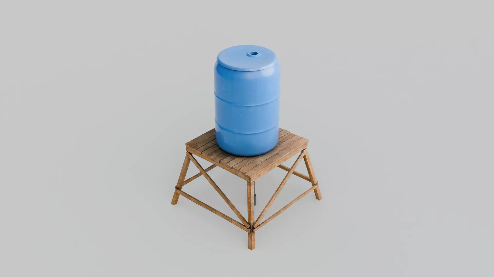 Short Water Tower with 4K textures Low-poly 3D model_0