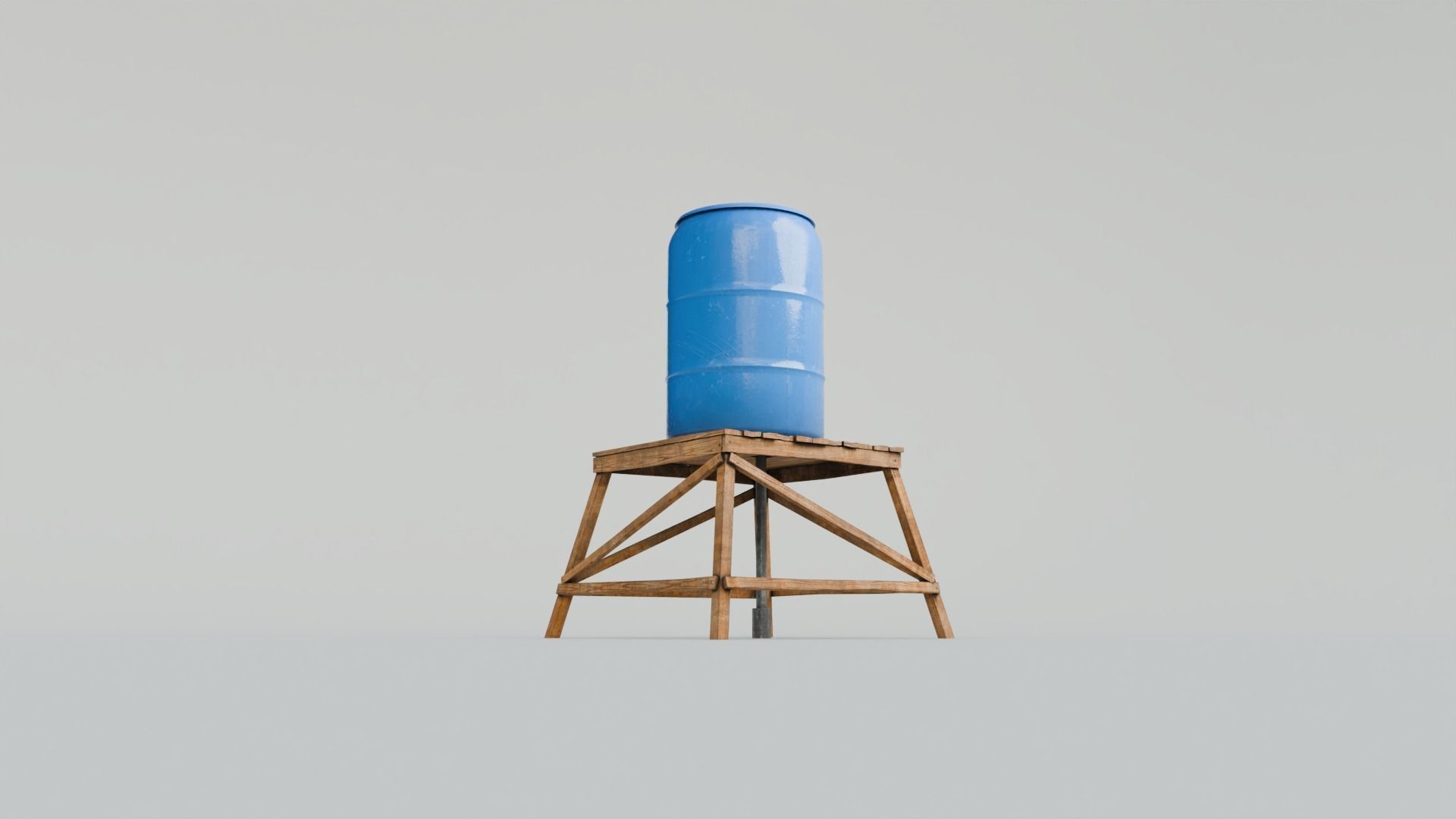 Short Water Tower with 4K textures Low-poly 3D model_6