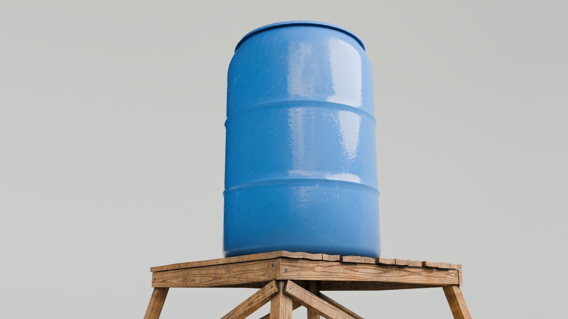 Short Water Tower with 4K textures Low-poly 3D model_7