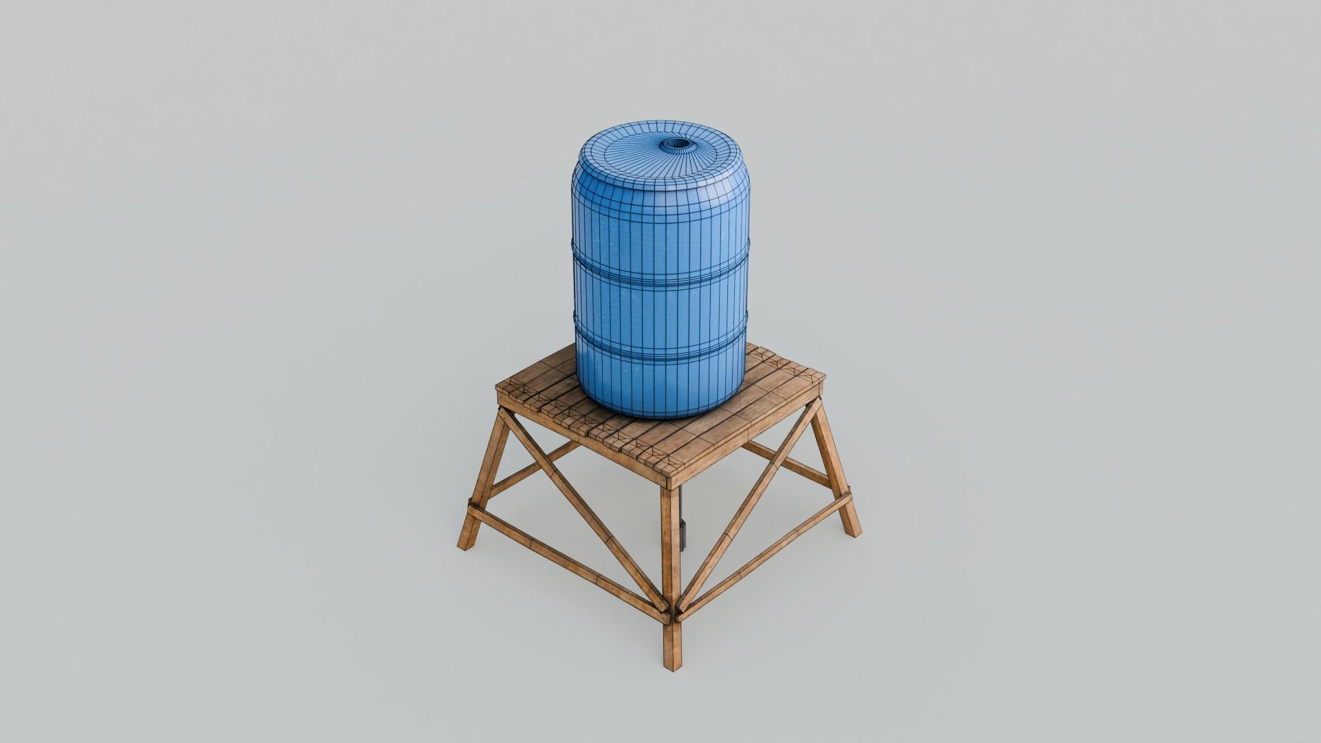 Short Water Tower with 4K textures Low-poly 3D model_2