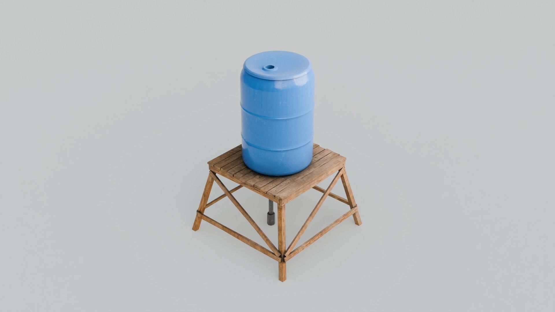 Short Water Tower with 4K textures Low-poly 3D model_4
