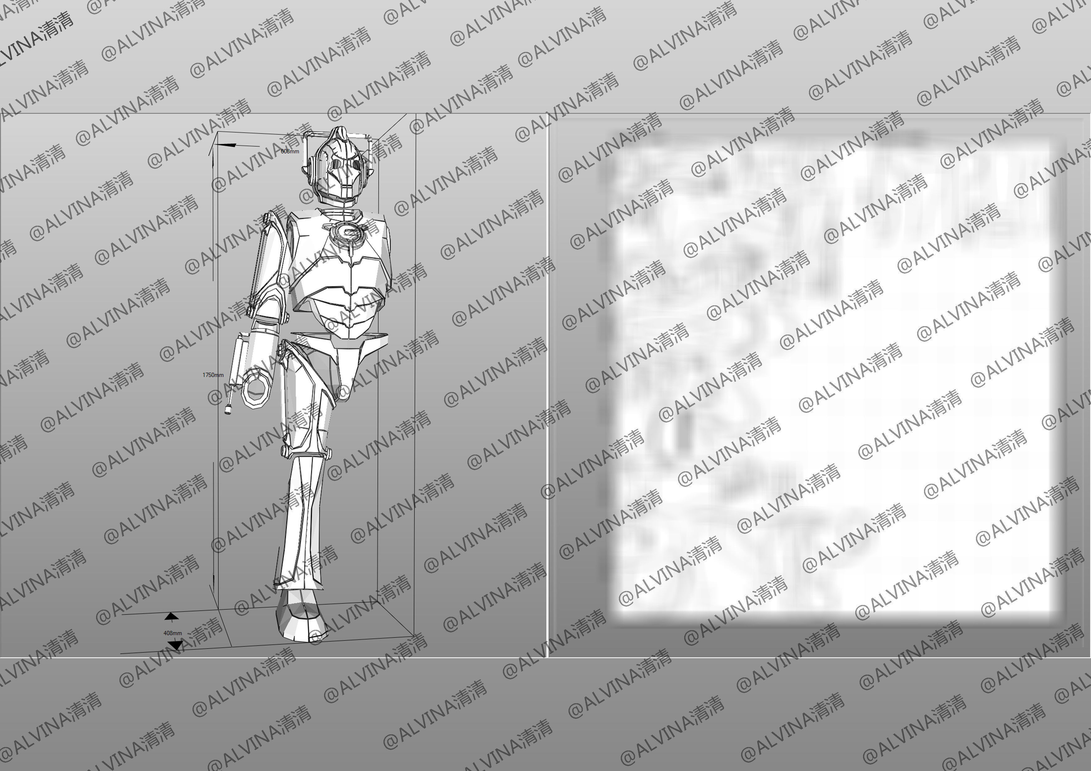 Doctor Who Cyberman V1 Armor -  Cosplay Pepakura Foam Template Low-poly 3D model_8