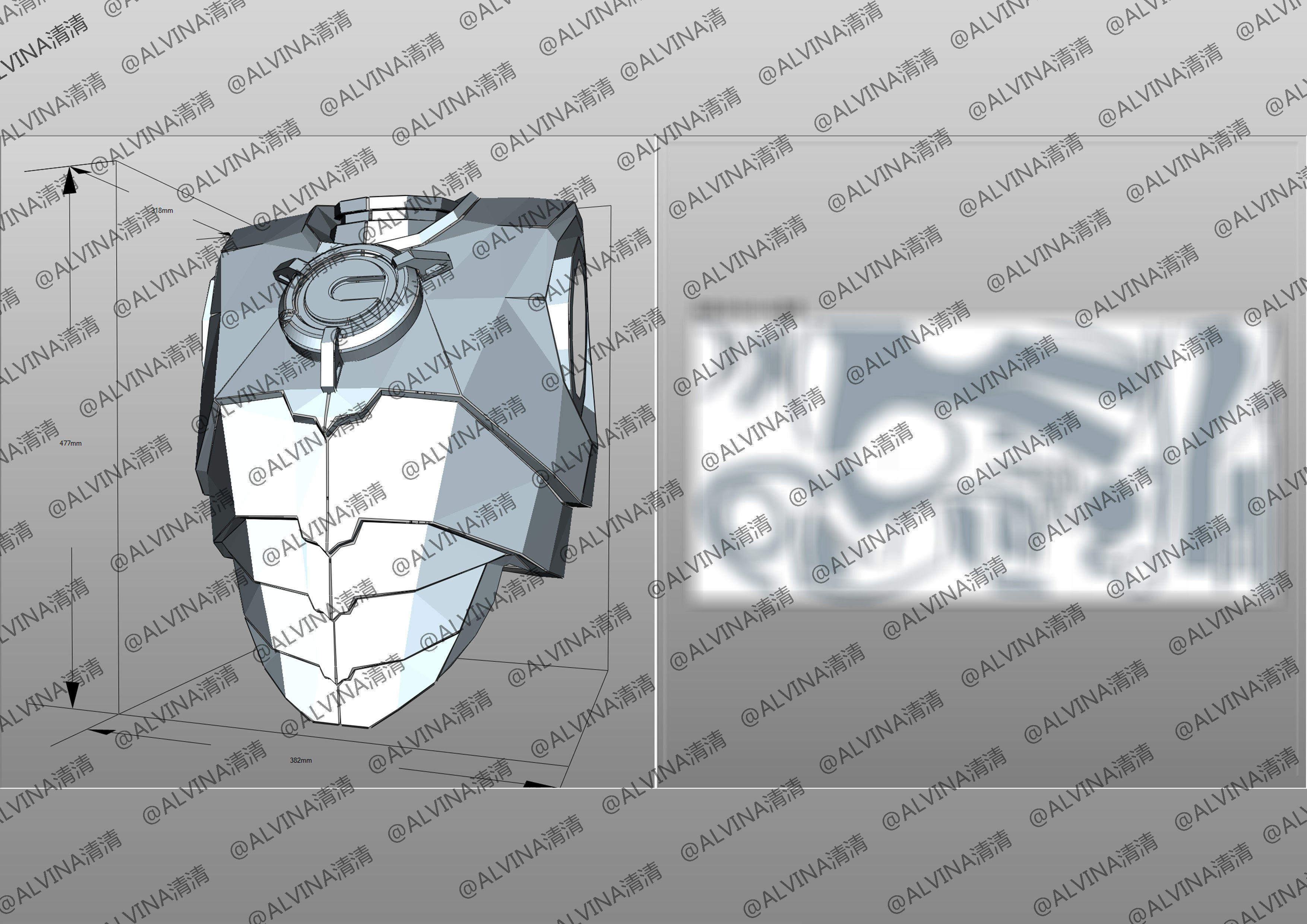 Doctor Who Cyberman V1 Armor -  Cosplay Pepakura Foam Template Low-poly 3D model_11