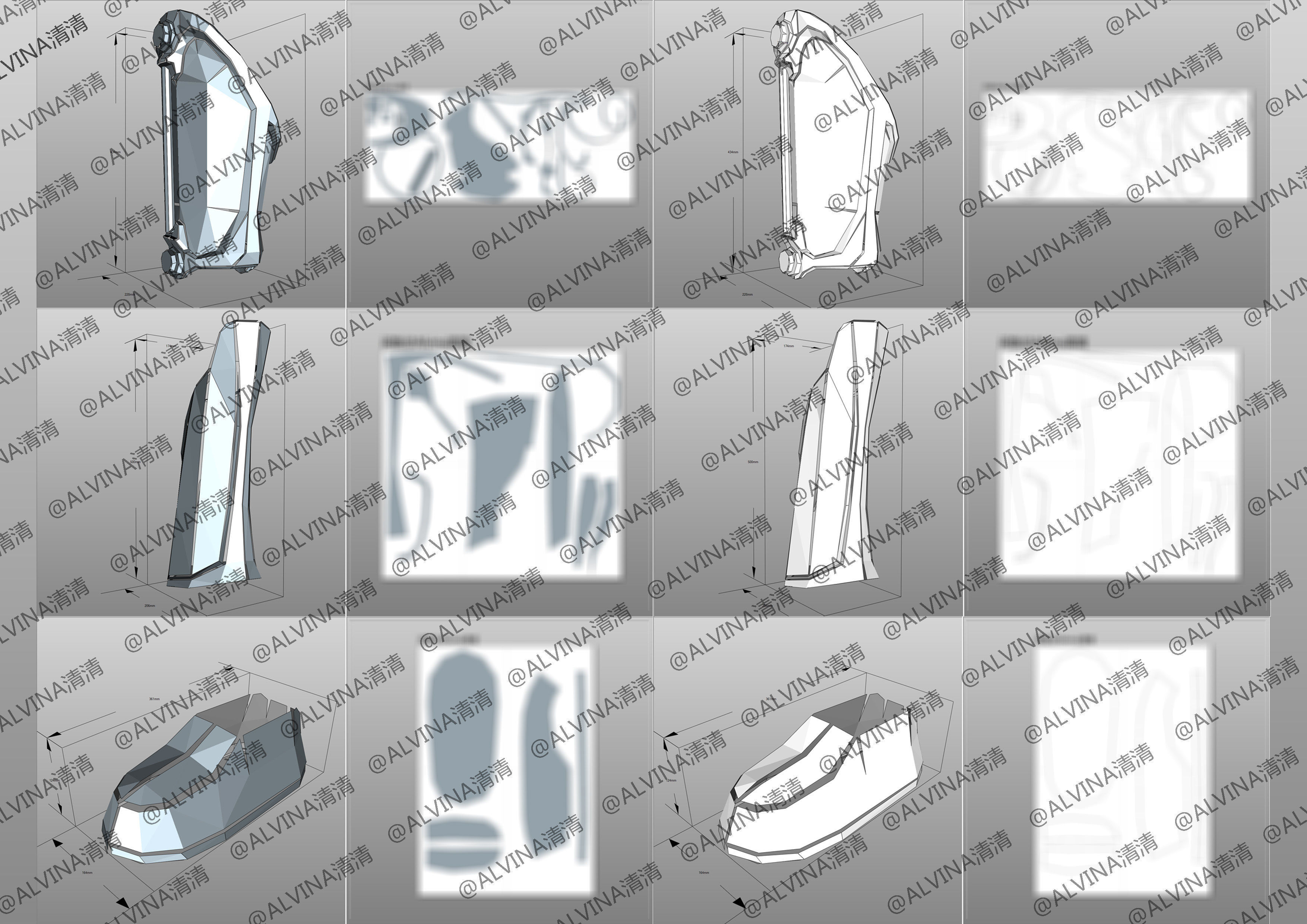 Doctor Who Cyberman V1 Armor -  Cosplay Pepakura Foam Template Low-poly 3D model_6