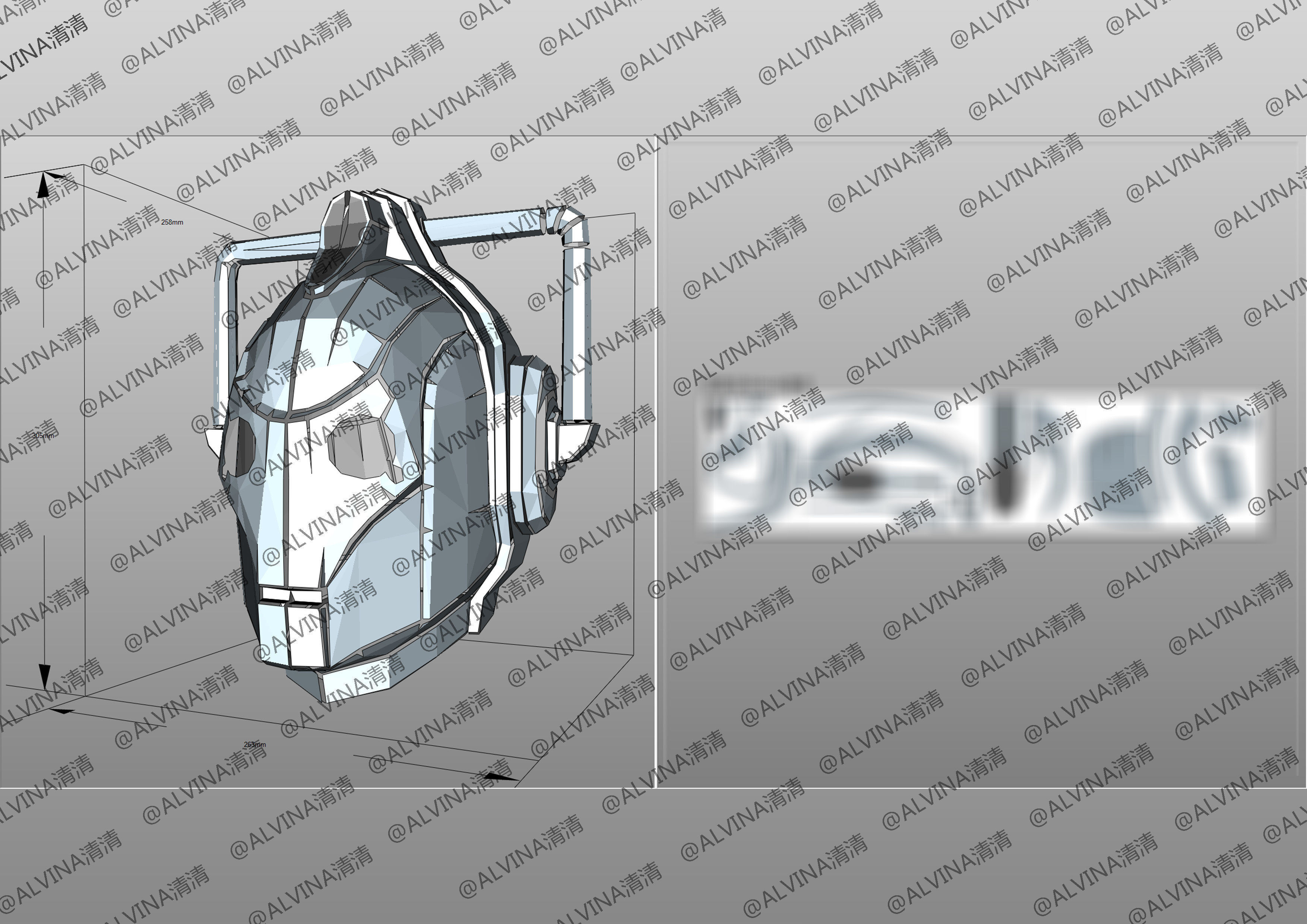 Doctor Who Cyberman V1 Armor -  Cosplay Pepakura Foam Template Low-poly 3D model_9